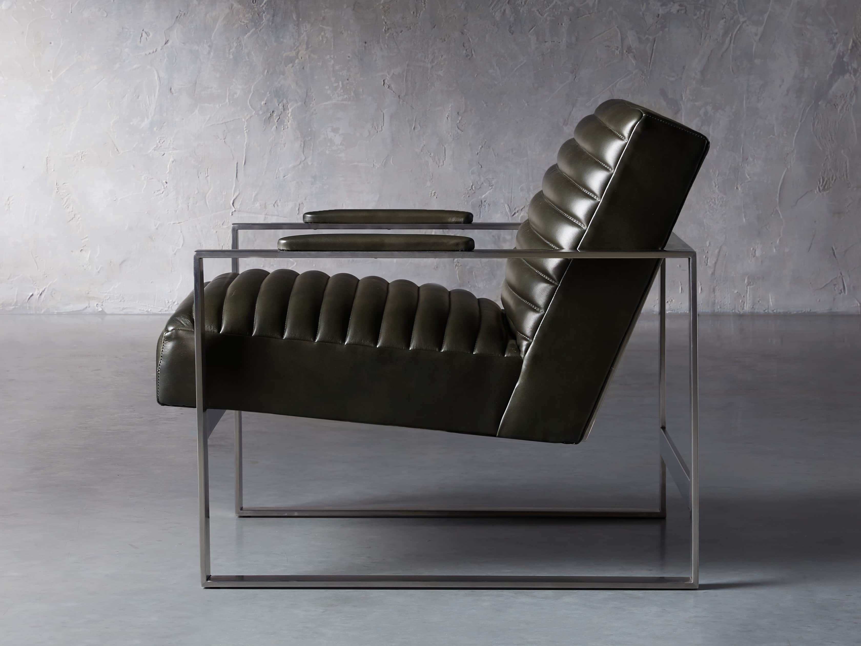 Reginald Matte Steel Leather 30" Chair