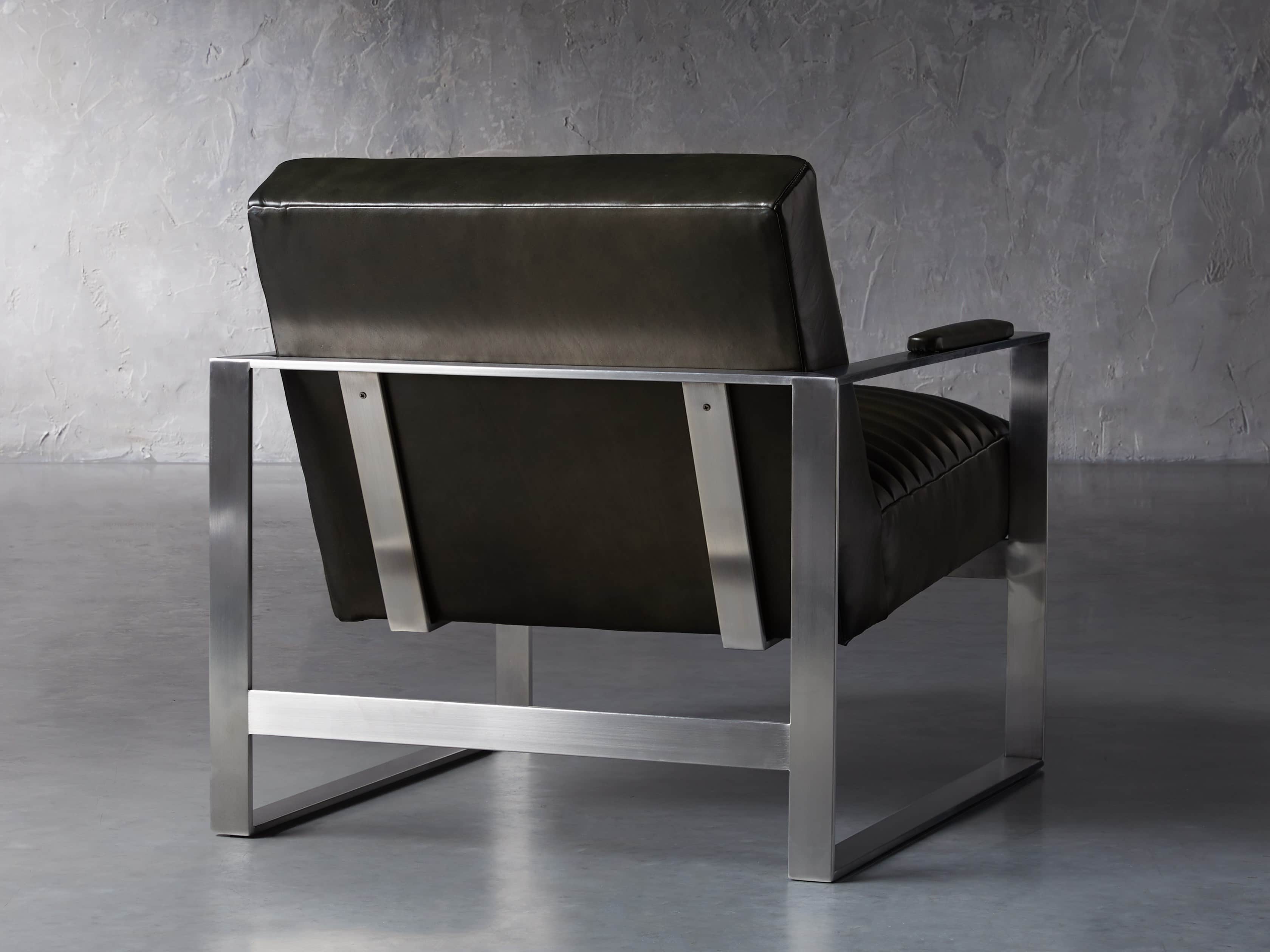 Reginald Matte Steel Leather 30" Chair