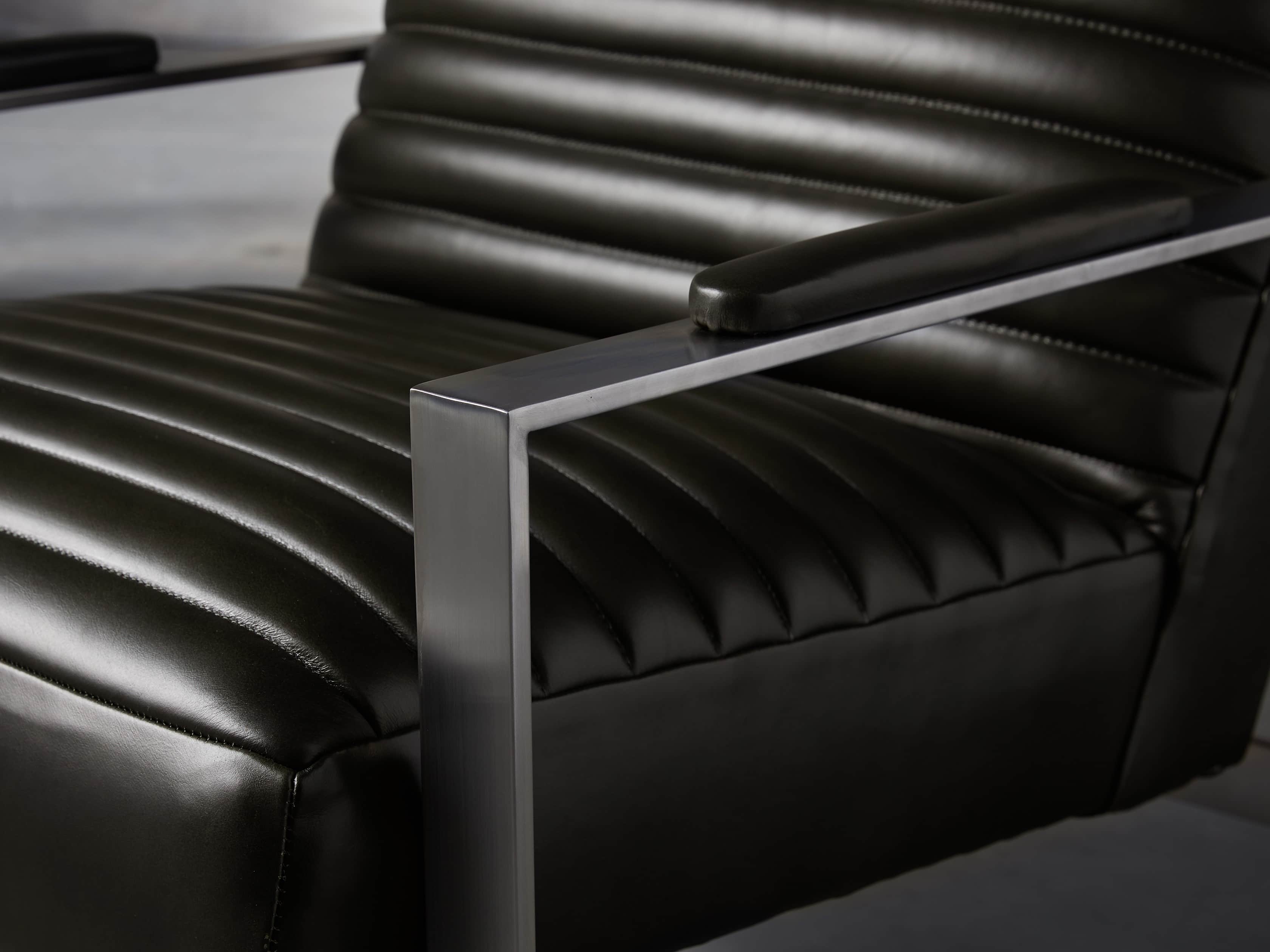 Reginald Matte Steel Leather 30" Chair