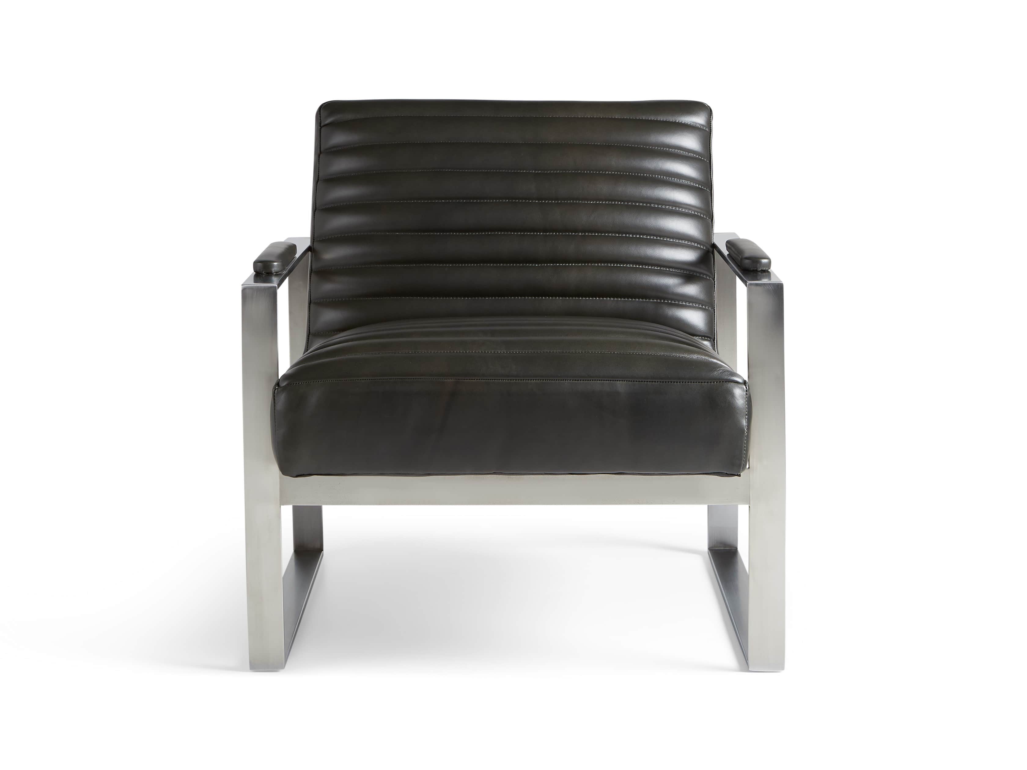 Reginald Matte Steel Leather 30" Chair