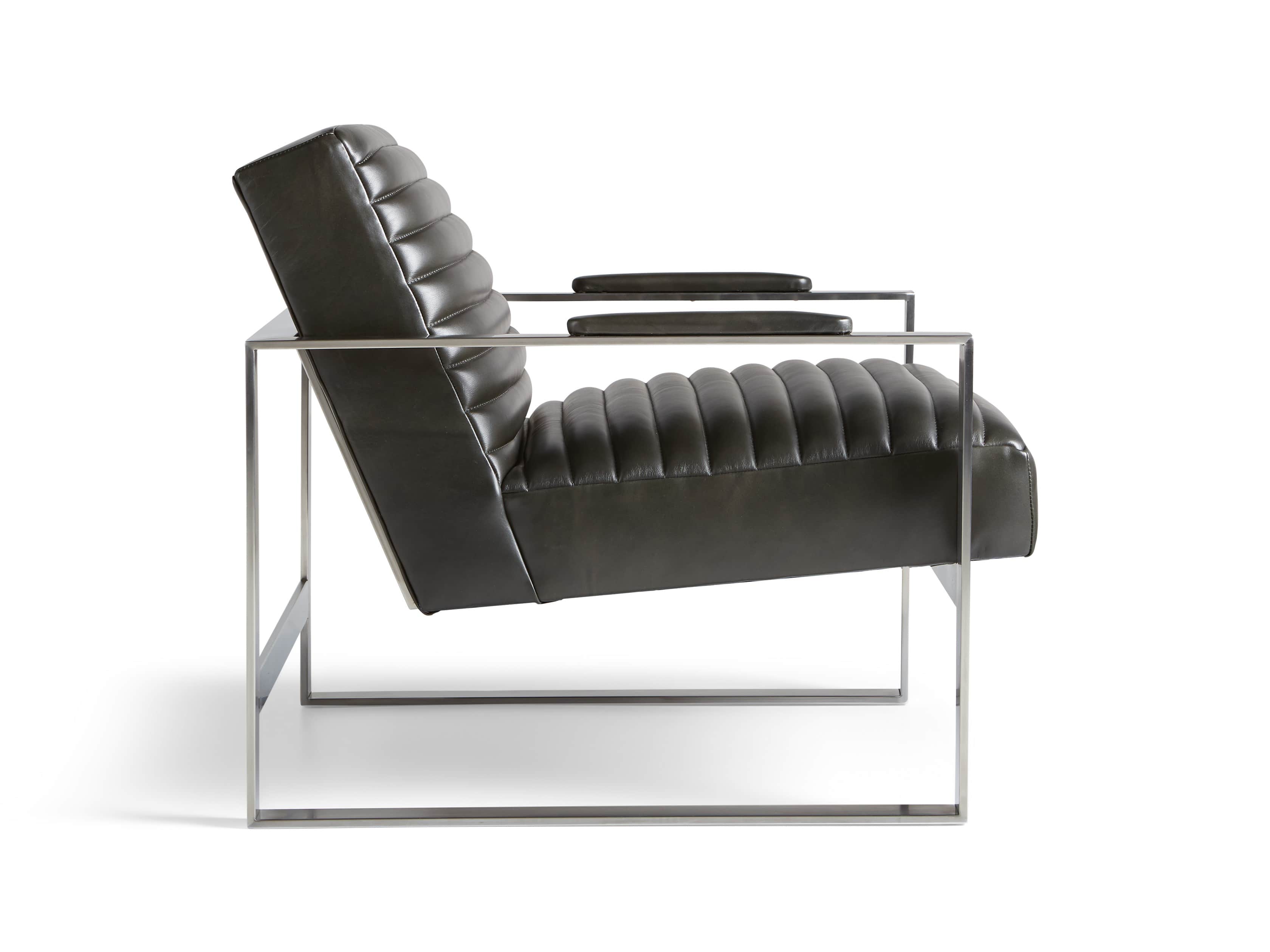 Reginald Matte Steel Leather 30" Chair