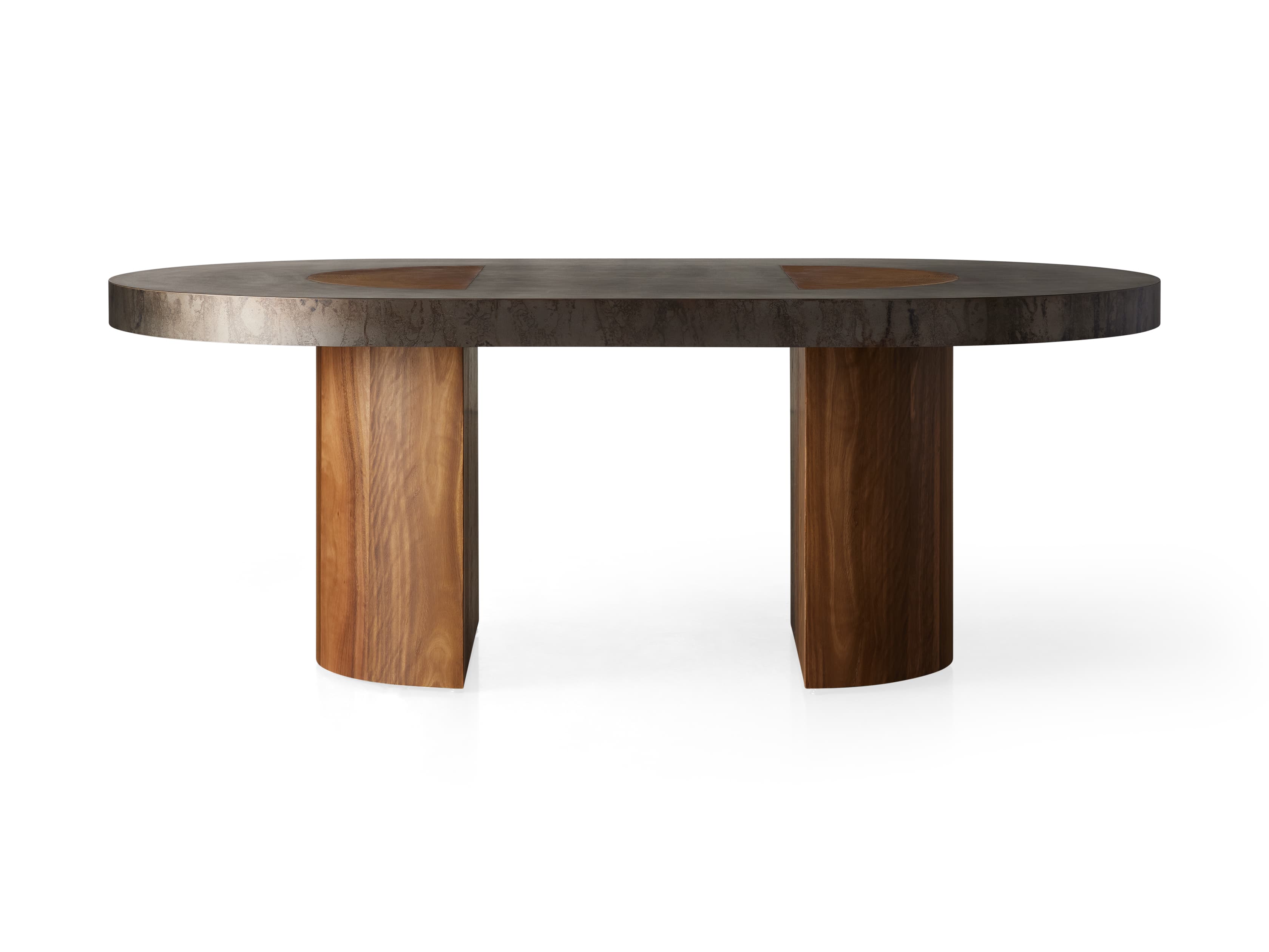 Table à manger ovale en acacia et métal 3D - 8544