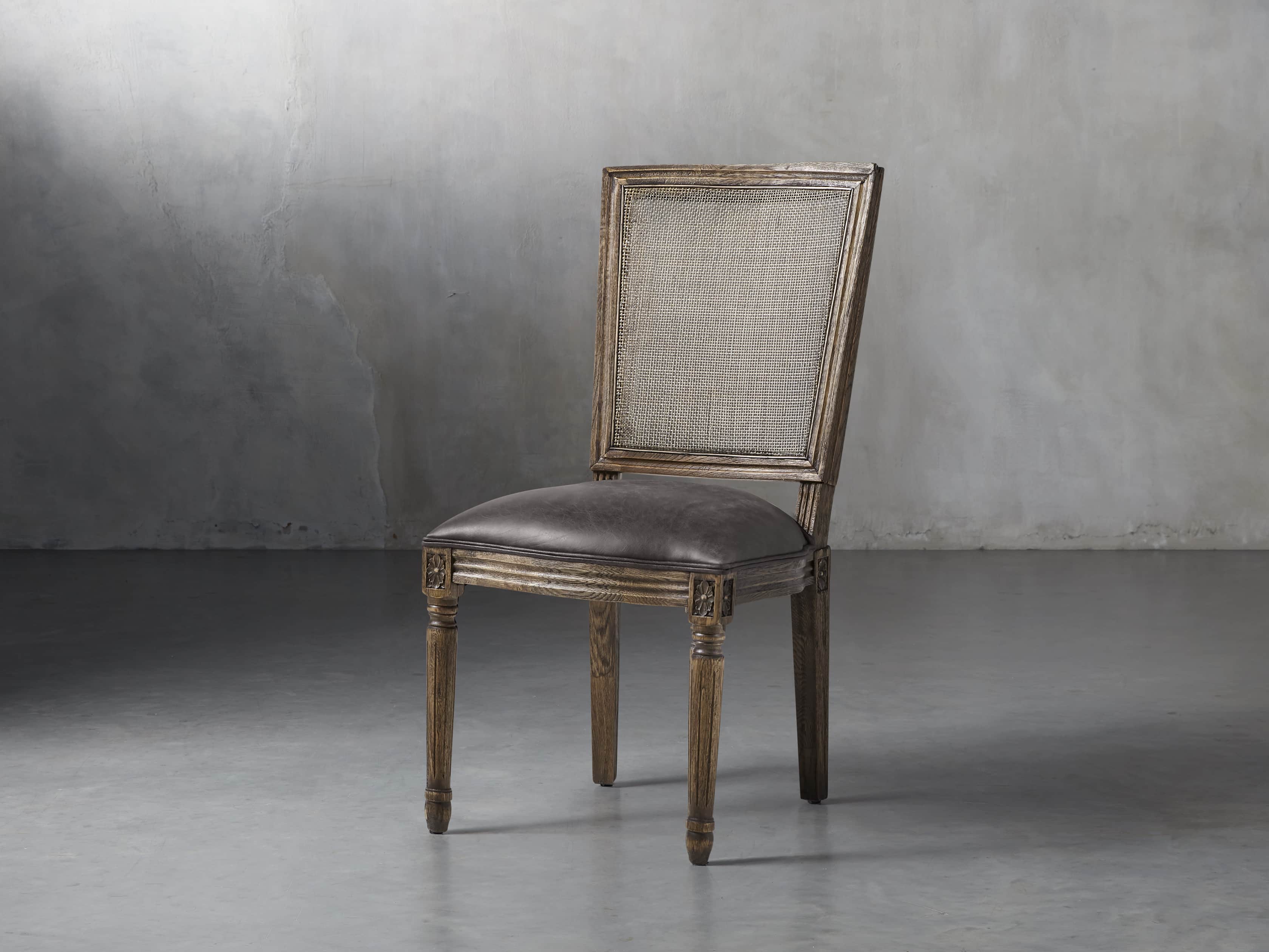 Adele 19" Rattan Back Dining Side Chair in Cinder