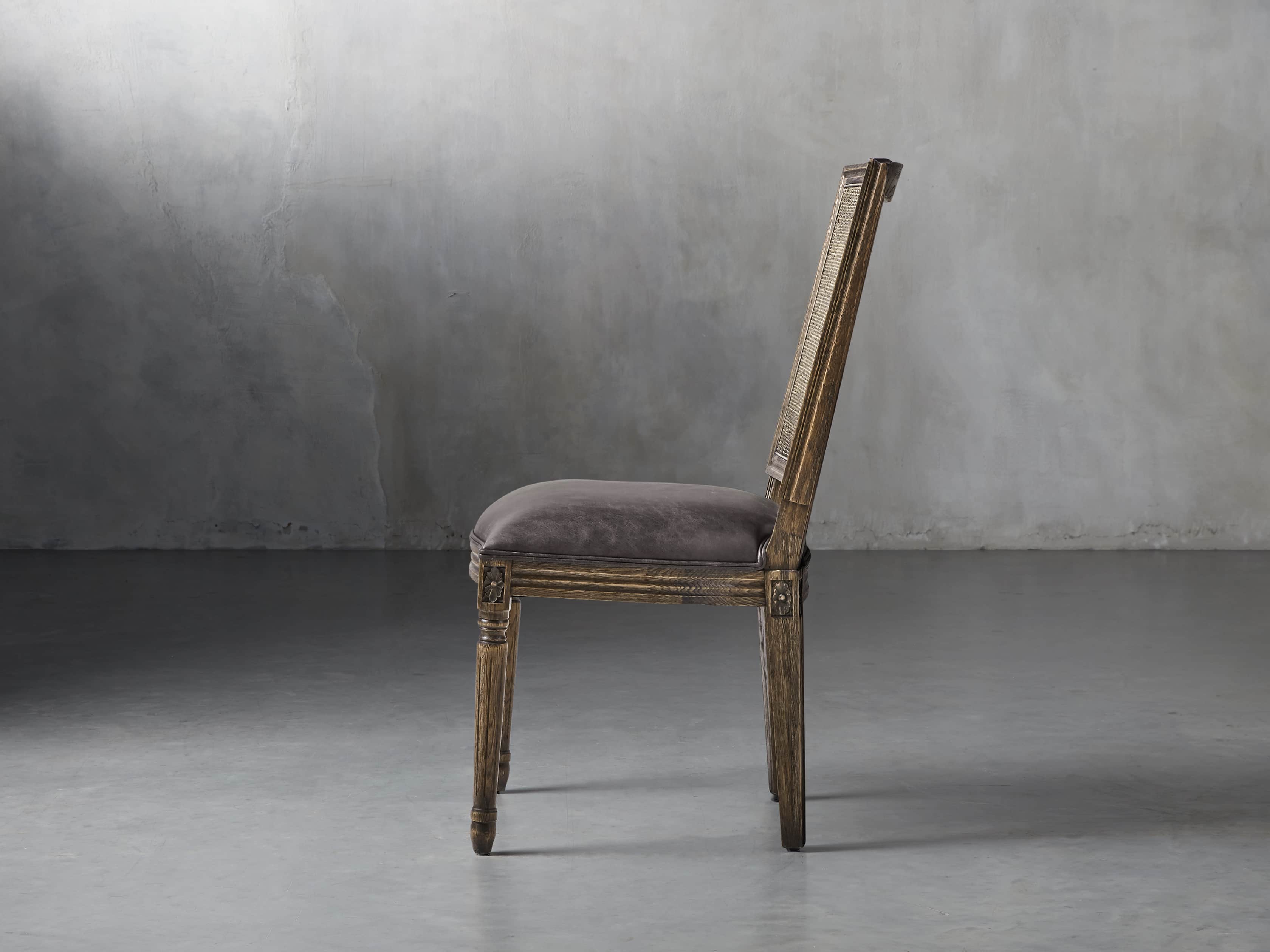 Adele Cane Back Dining Chair in Top Grain Smoke Arhaus