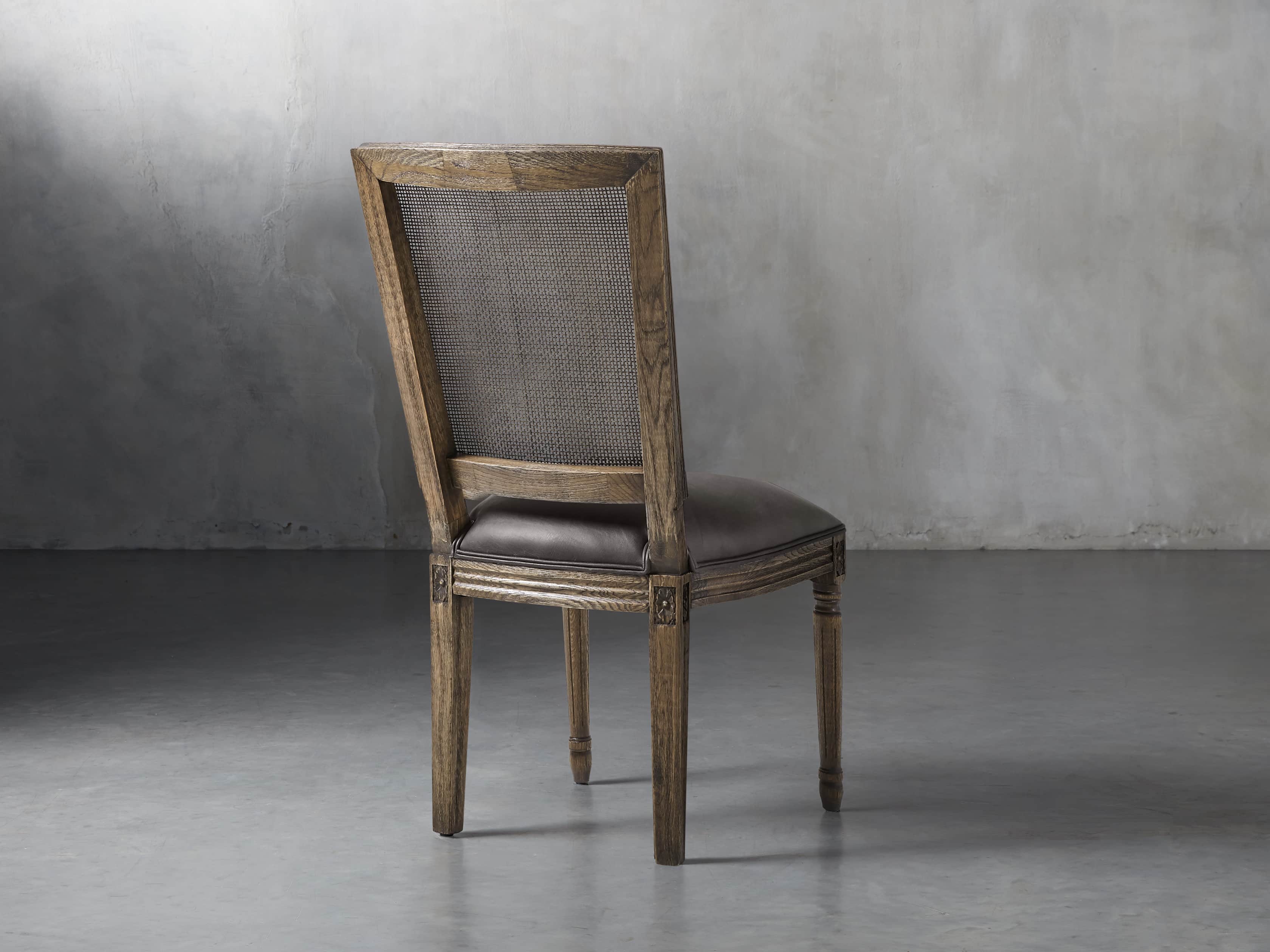 Adele Cane Back Dining Chair in Top Grain Smoke Arhaus