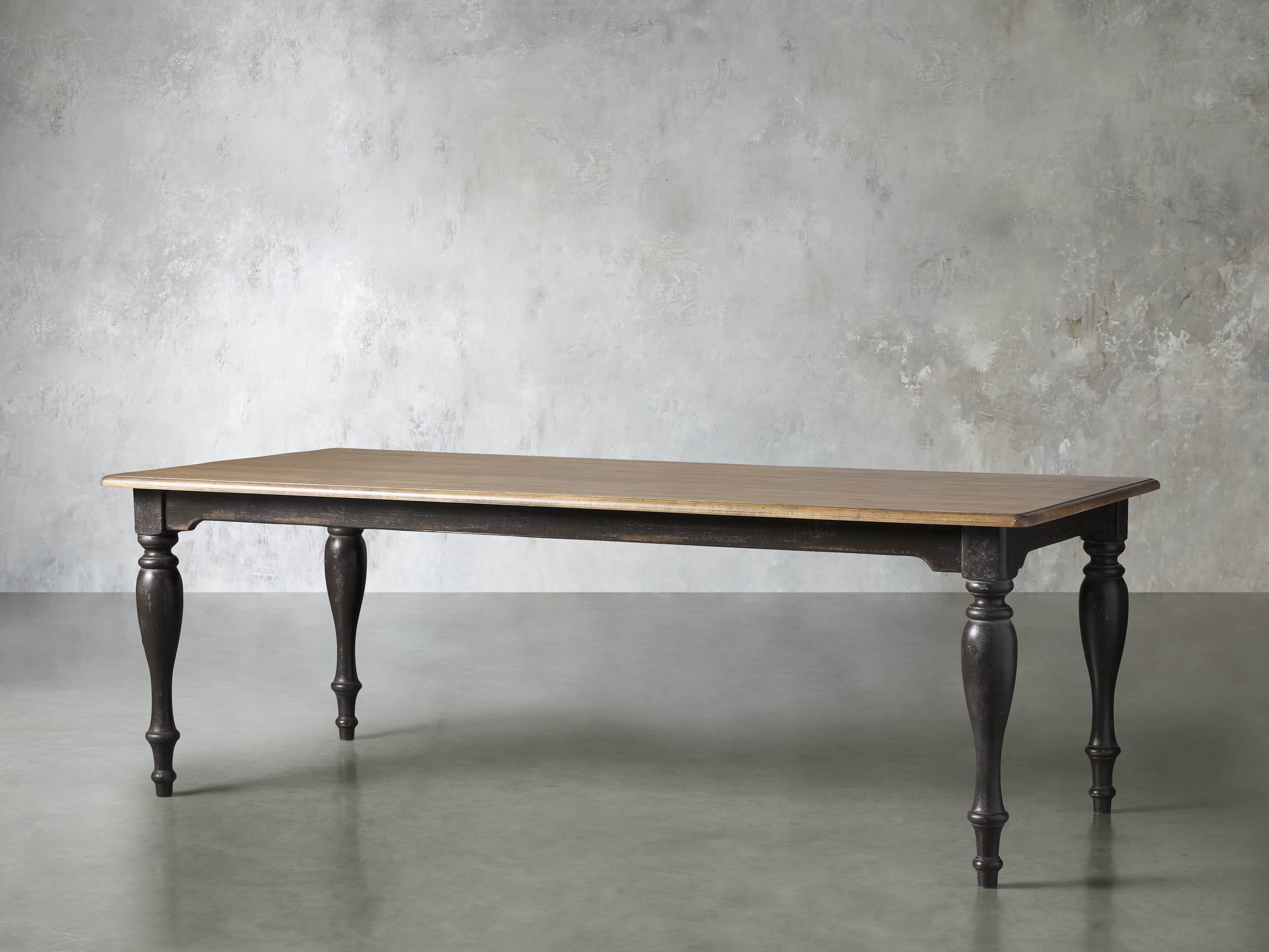 Adriana 86" Rectangle Dining Table in Antique Blonde/Black Base, slide 3 of 6