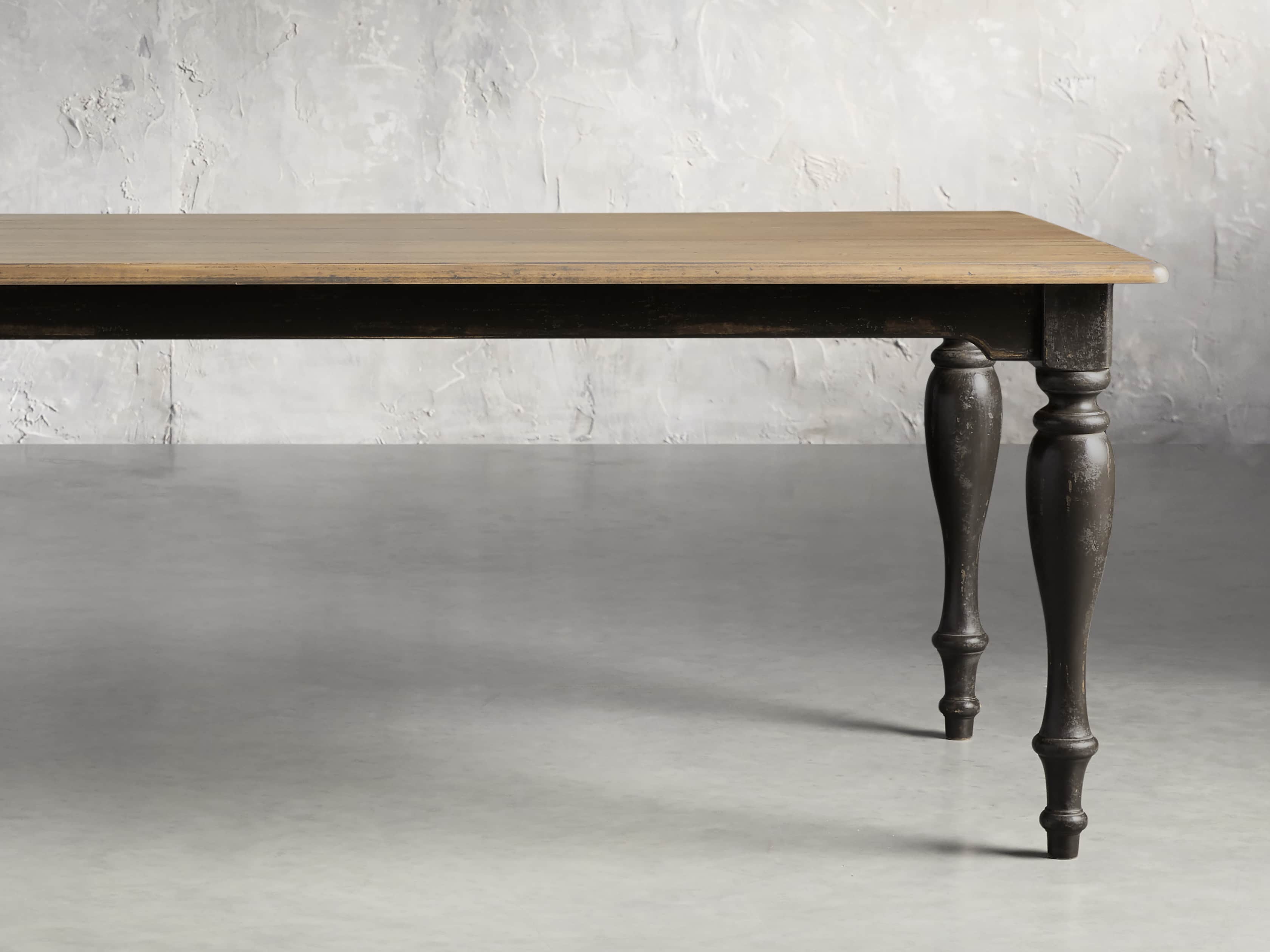 Adriana 86" Rectangle Dining Table in Antique Blonde/Black Base, slide 1 of 6