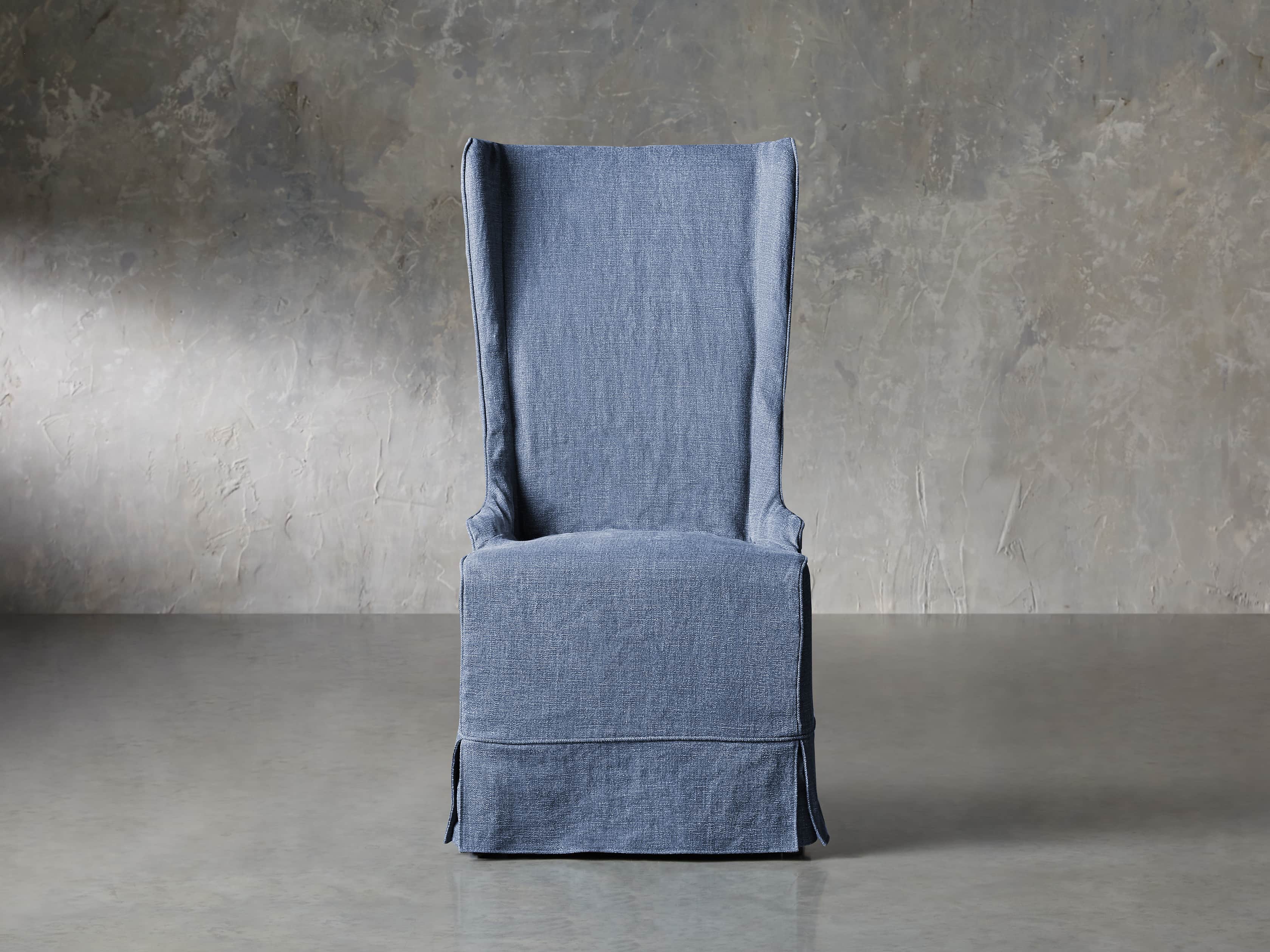 Alice Slipcovered 24" Dining Chair in Indigo Linen