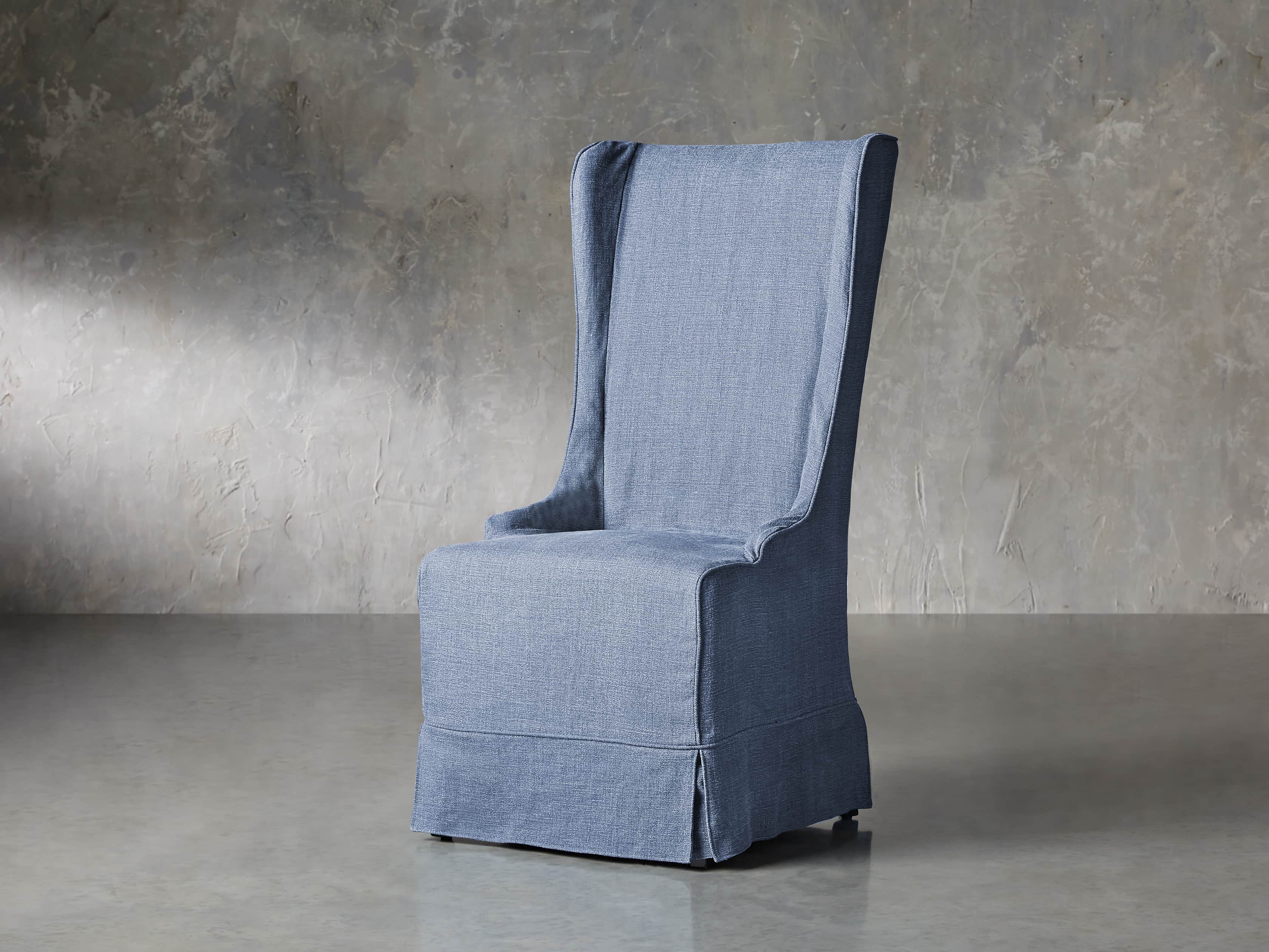 Alice Slipcovered 24" Dining Chair in Indigo Linen