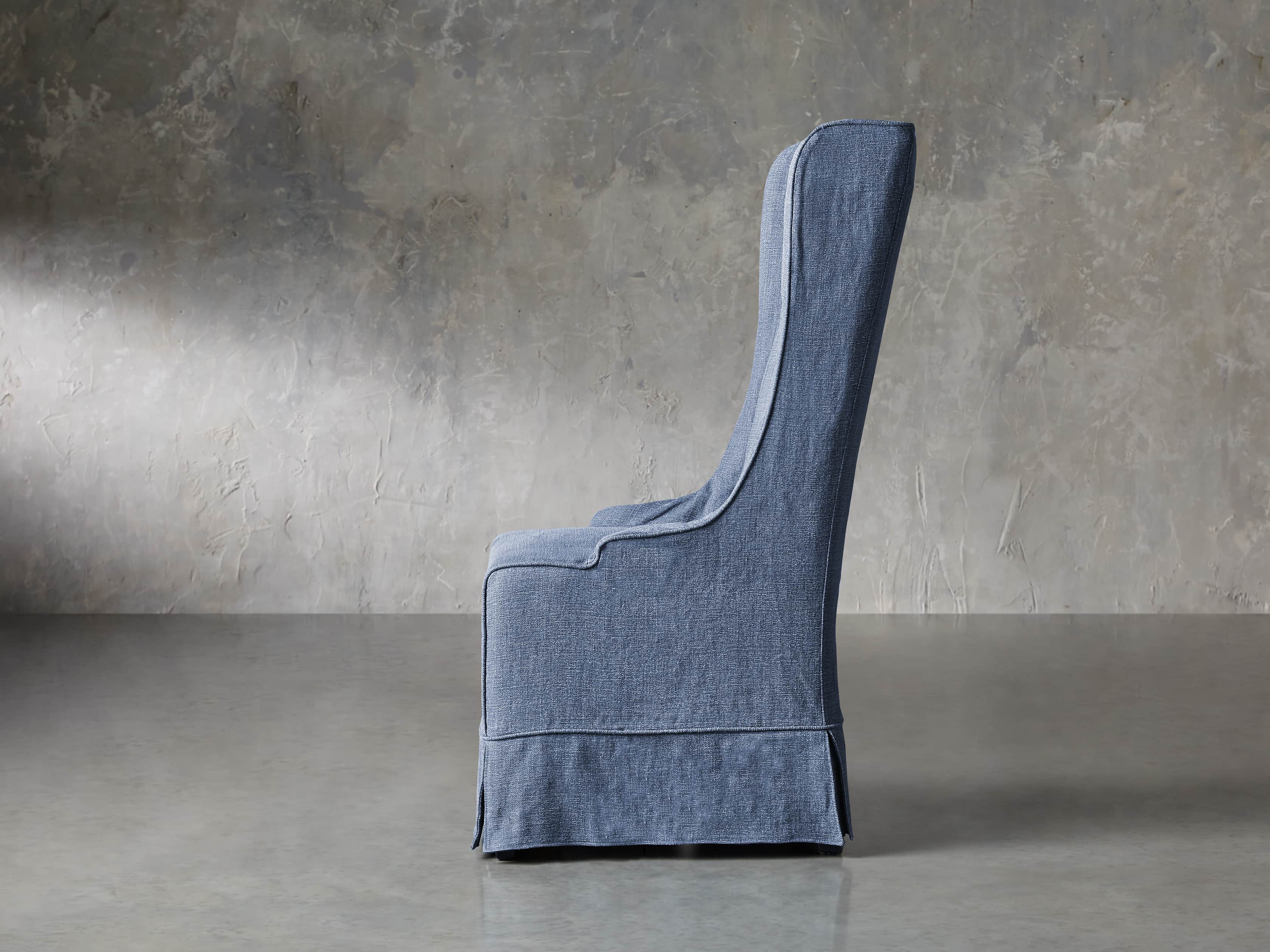 Alice Slipcovered 24" Dining Chair in Indigo Linen