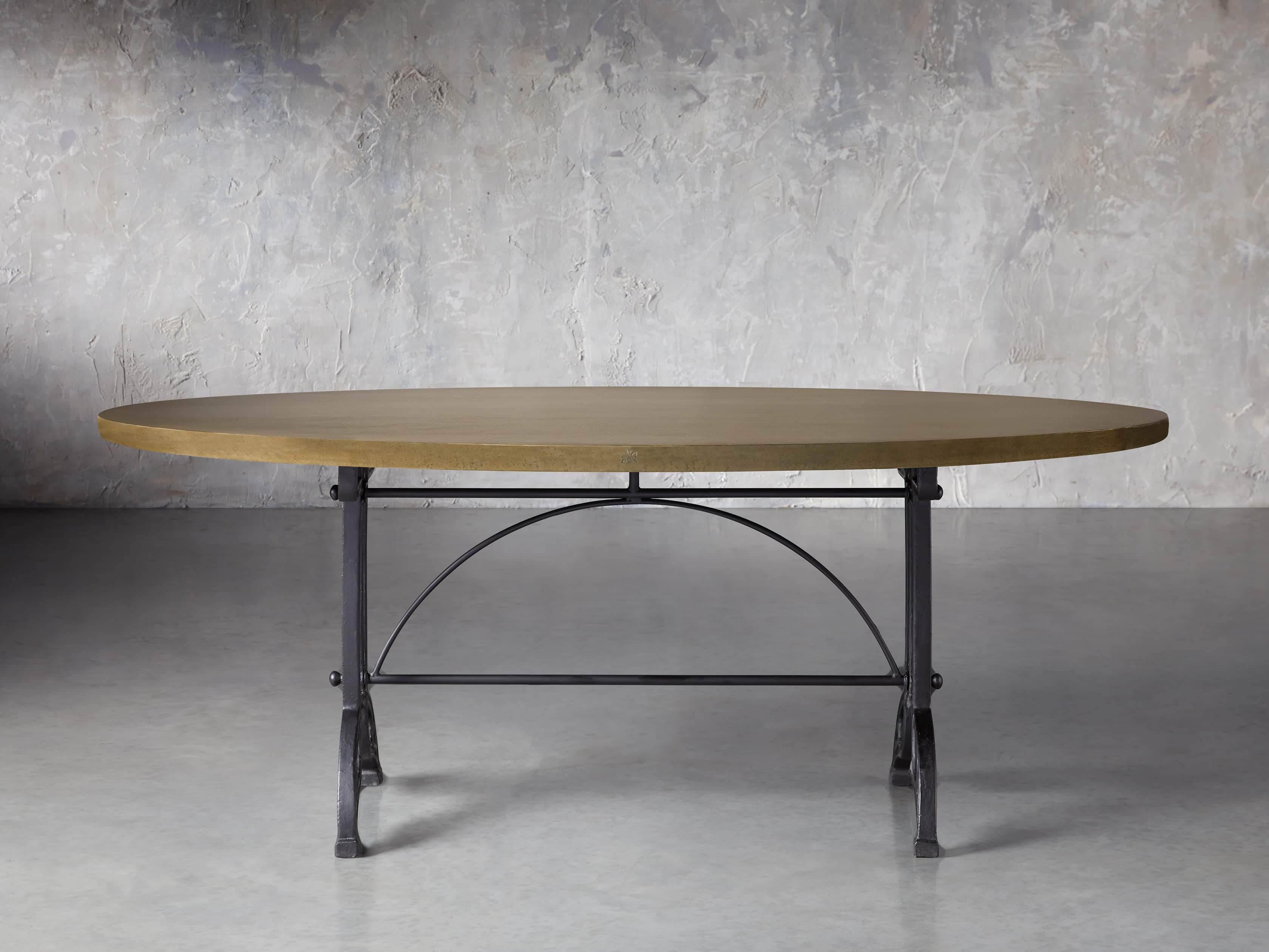 Brass Aluminum 90" x 52" Dining Table with Chantel Base, slide 2 of 6