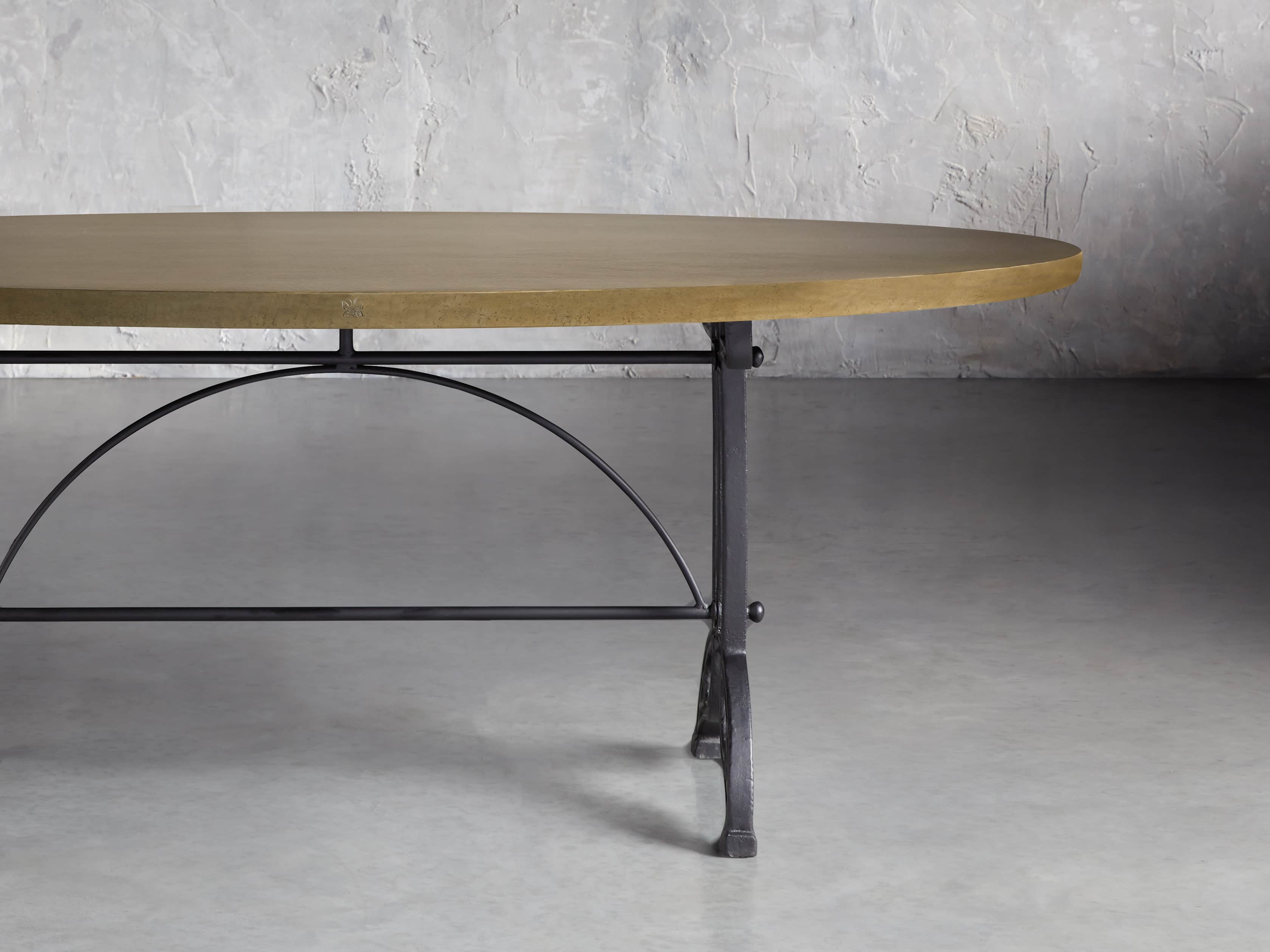 Brass Aluminum 90" x 52" Dining Table with Chantel Base, slide 1 of 6