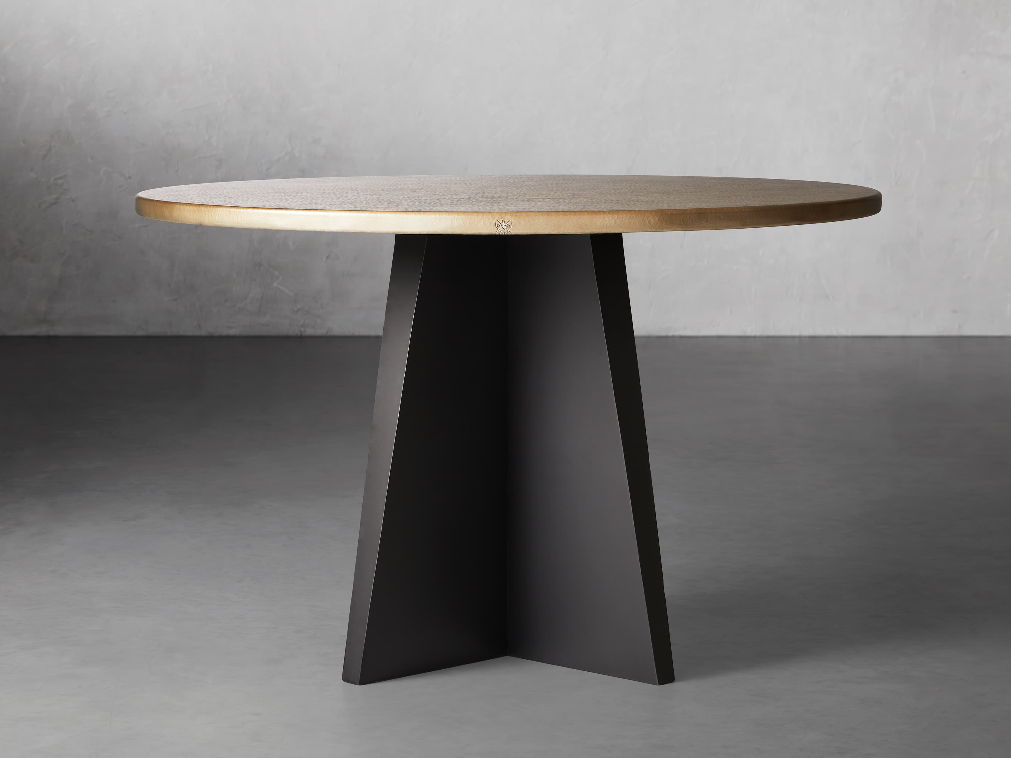 Recycled Metal Round Dining Table with Vertex Base