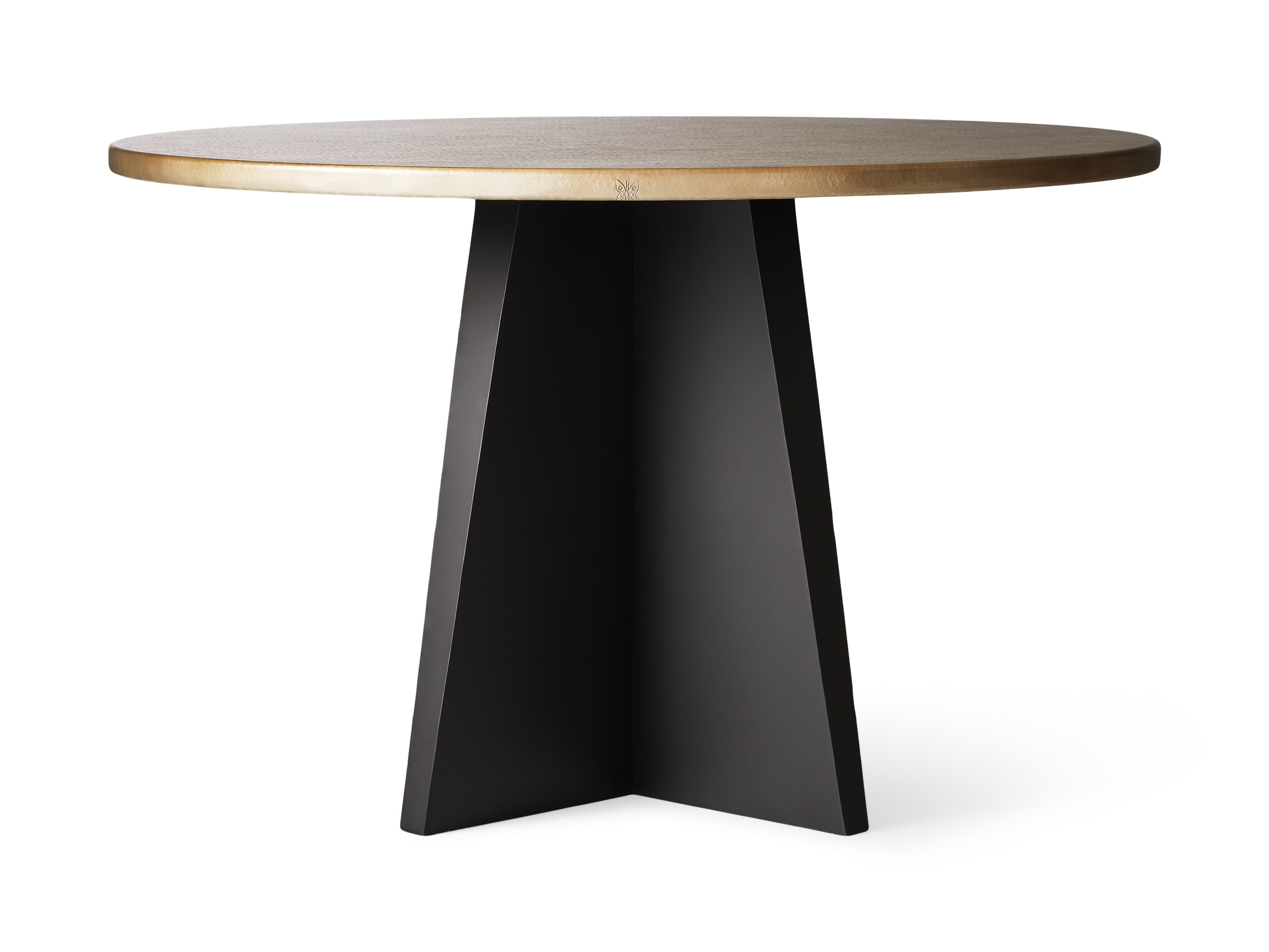 Recycled Metal Round Dining Table with Vertex Base