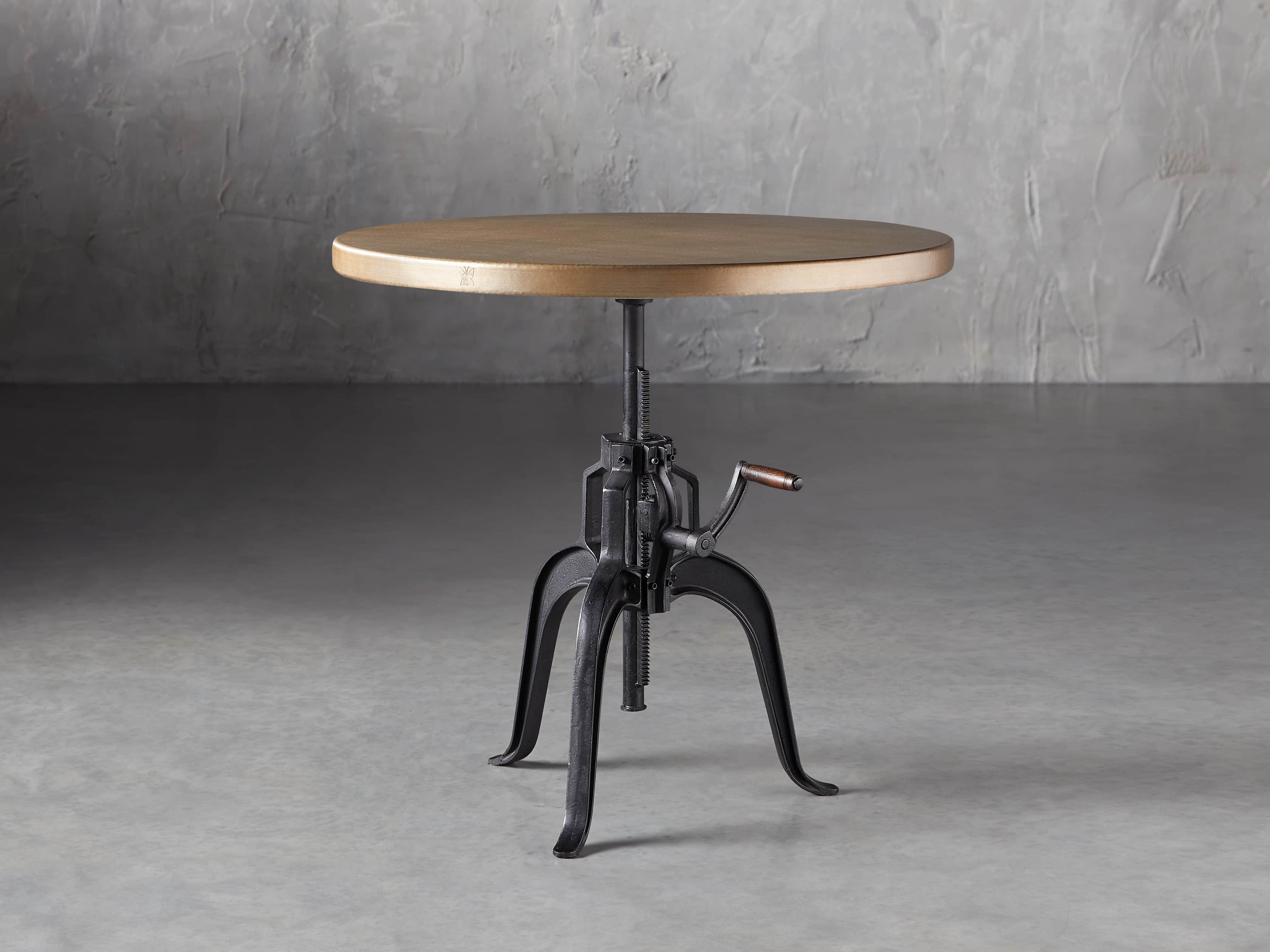 Brass Aluminum 36" Dining Table with Edison Base, slide 1 of 5
