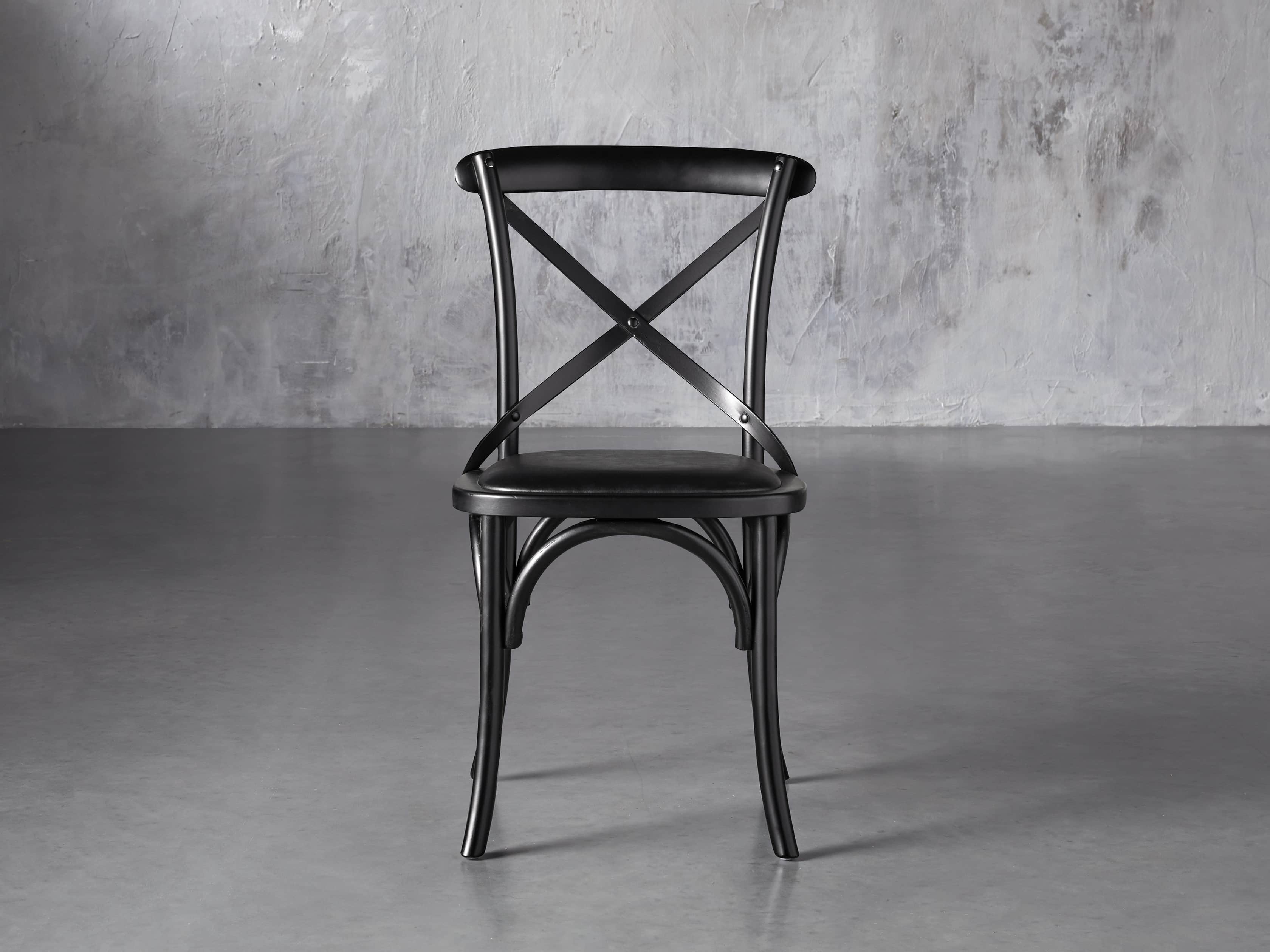 Cadence 20" Dining Side Chair with Faux Black Leather Seat in Solid Black, slide 1 of 8