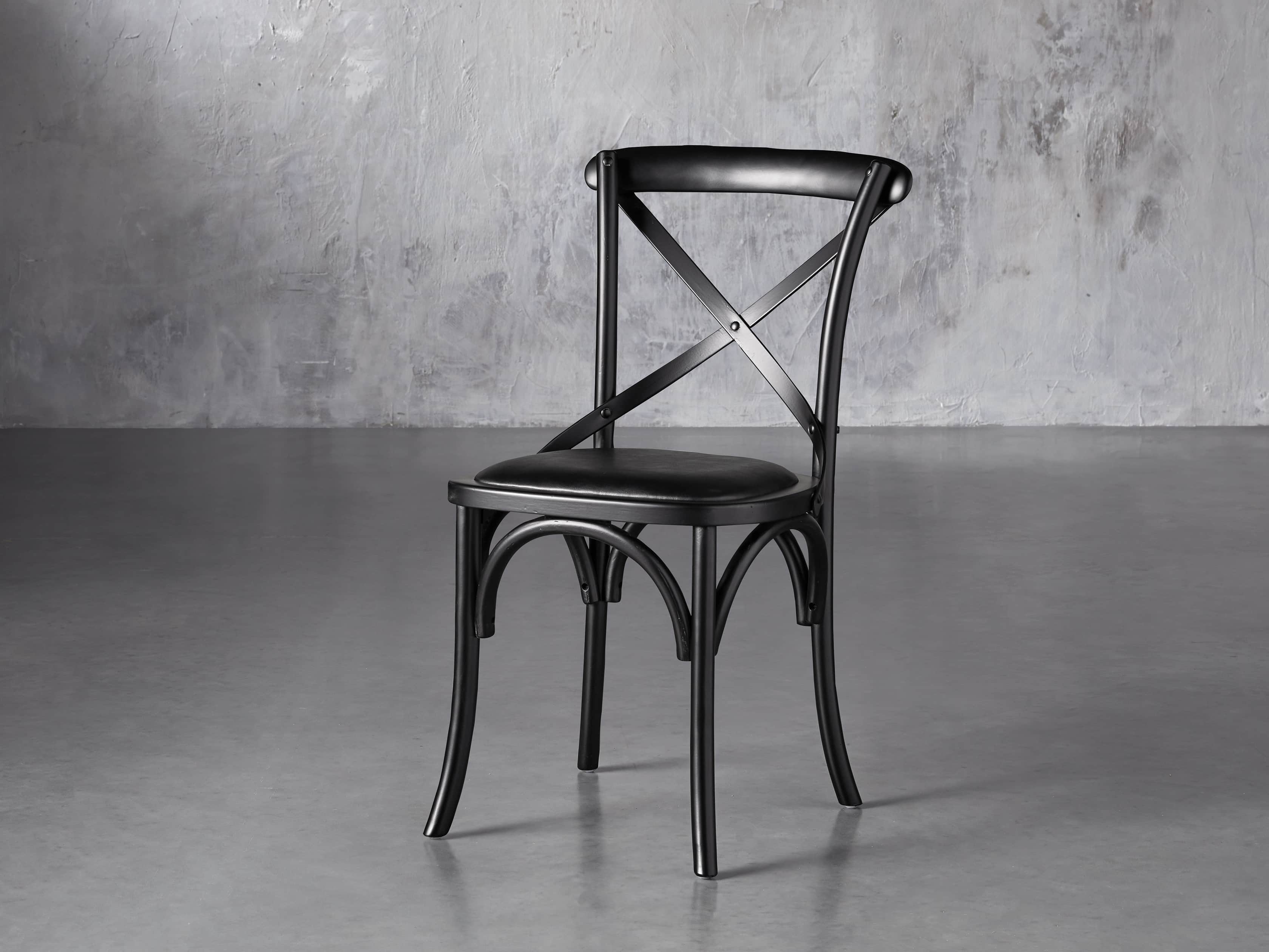 Cadence 20" Dining Side Chair with Faux Black Leather Seat in Solid Black, slide 2 of 8