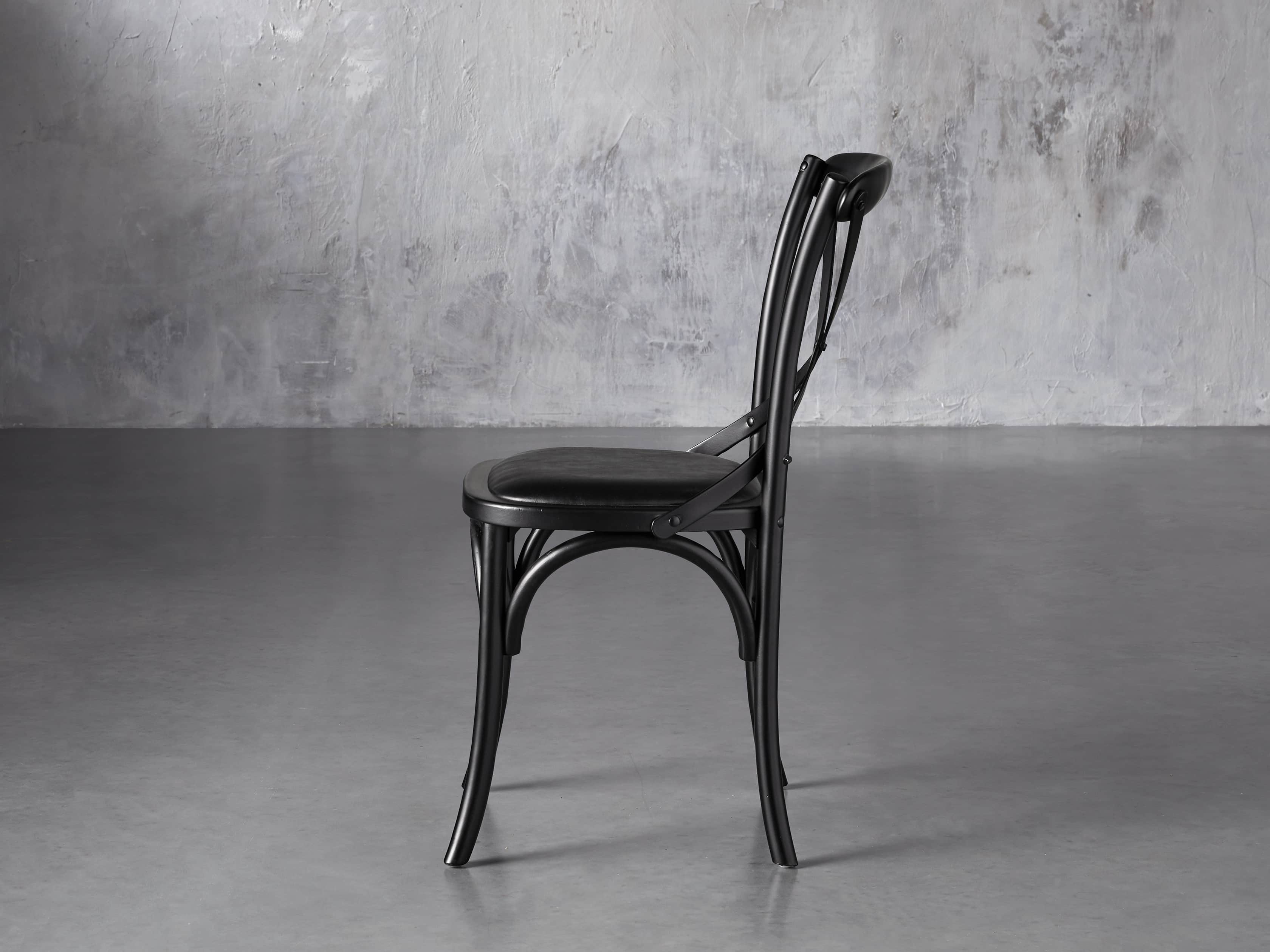 Cadence 20" Dining Side Chair with Faux Black Leather Seat in Solid Black, slide 3 of 8