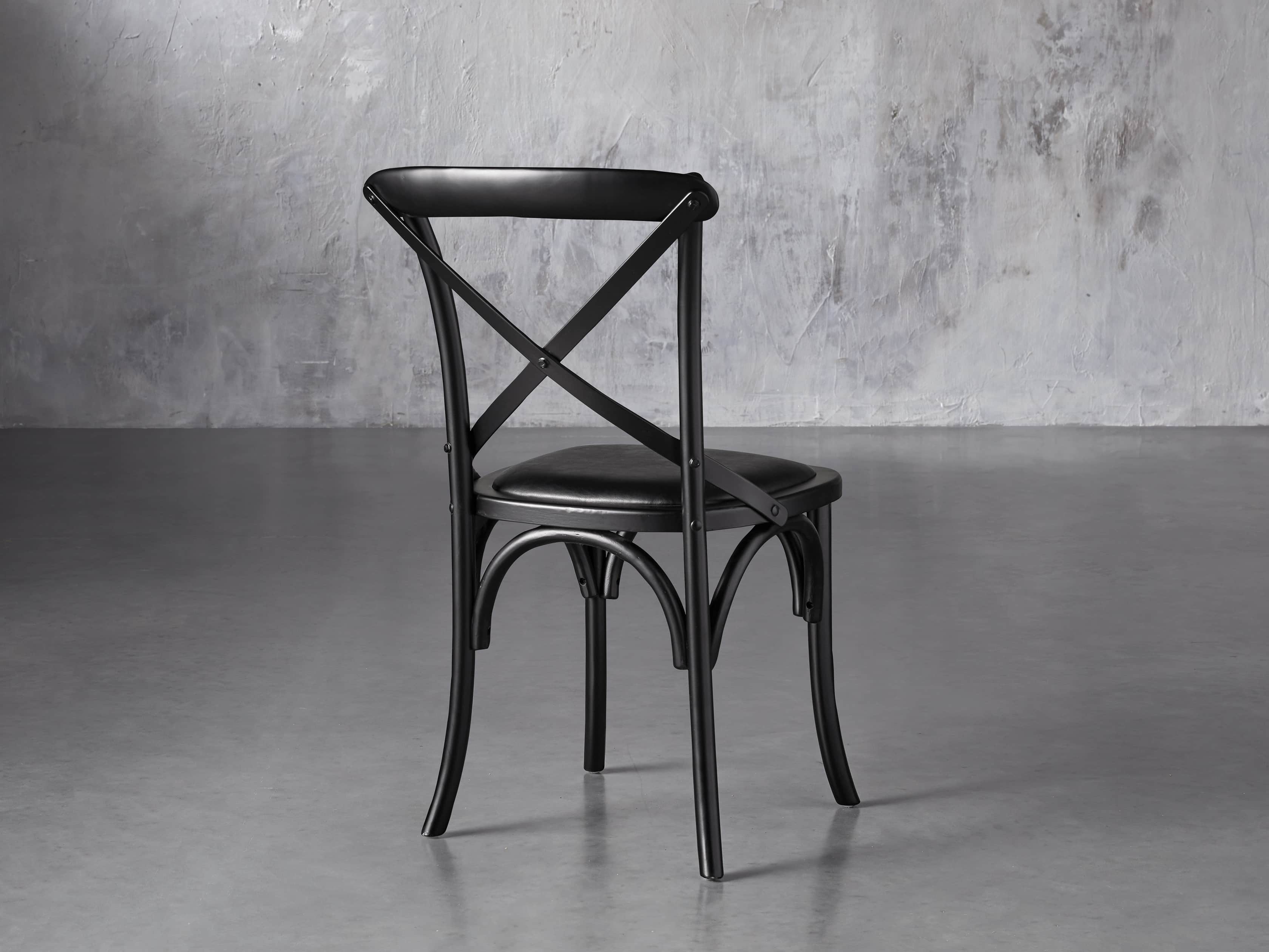 Cadence 20" Dining Side Chair with Faux Black Leather Seat in Solid Black, slide 4 of 8