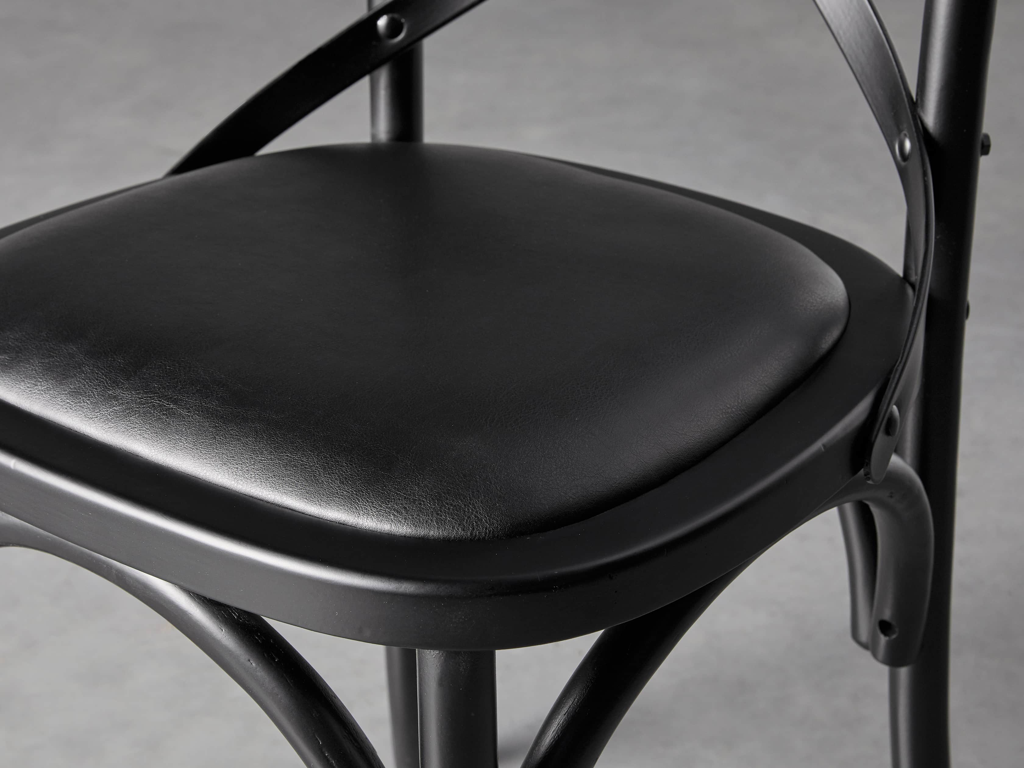 Cadence 20" Dining Side Chair with Faux Black Leather Seat in Solid Black, slide 5 of 8