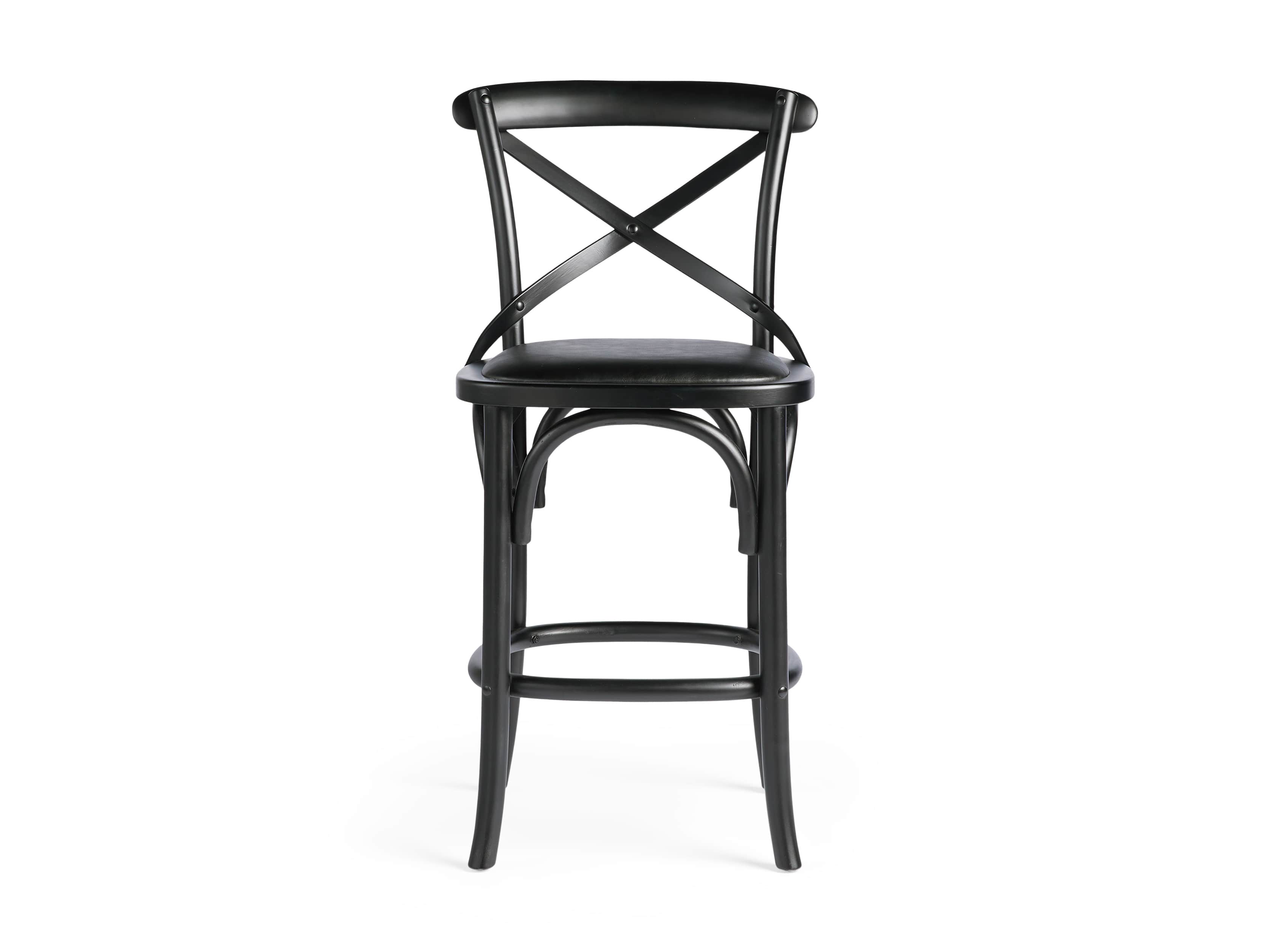 Cadence 20" Counter Stool with Faux Black Leather Seat in Solid Black, slide 7 of 8