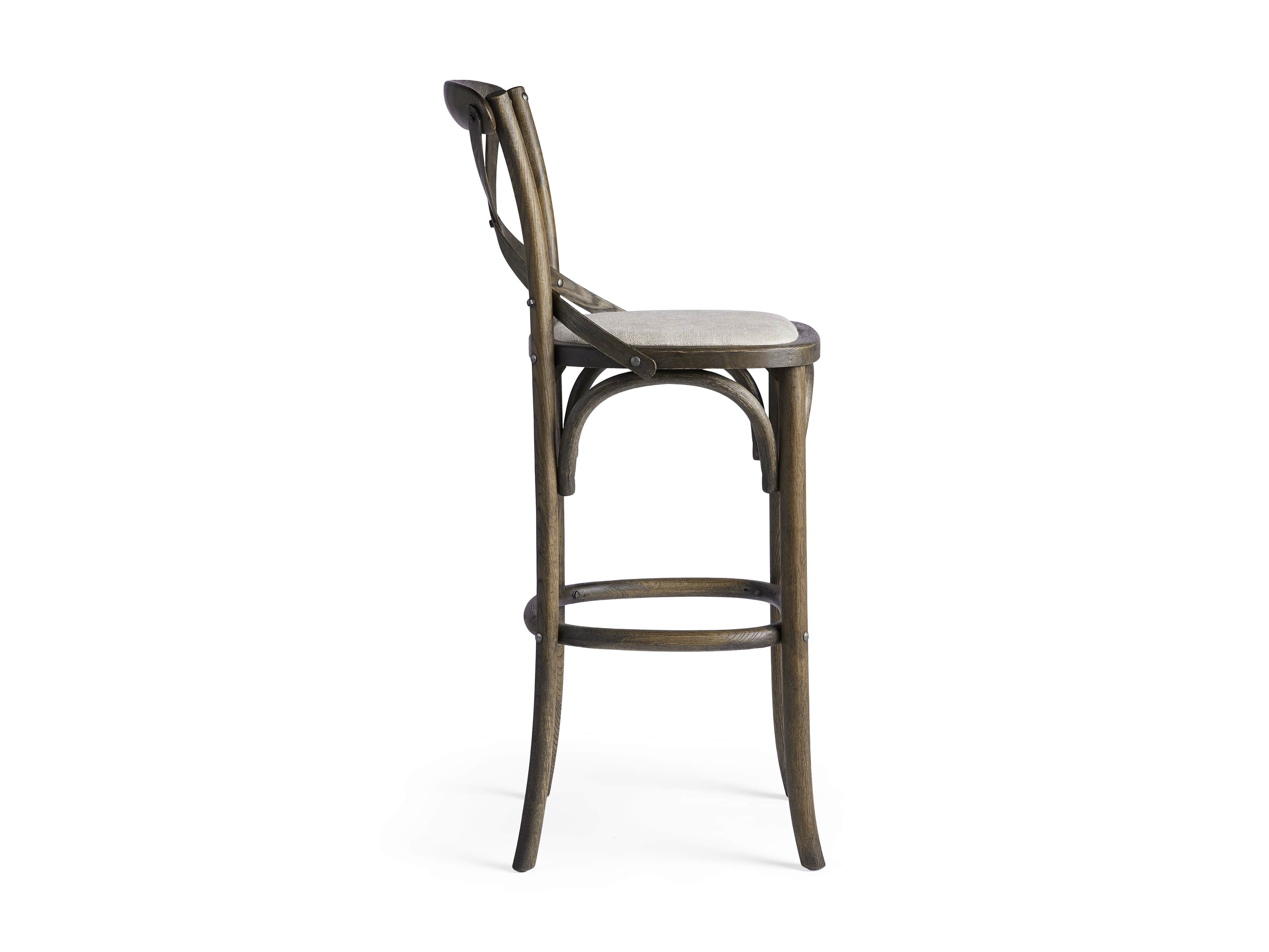 Cadence 20" Barstool with Linen Seat in Dark Brown, slide 6 of 6