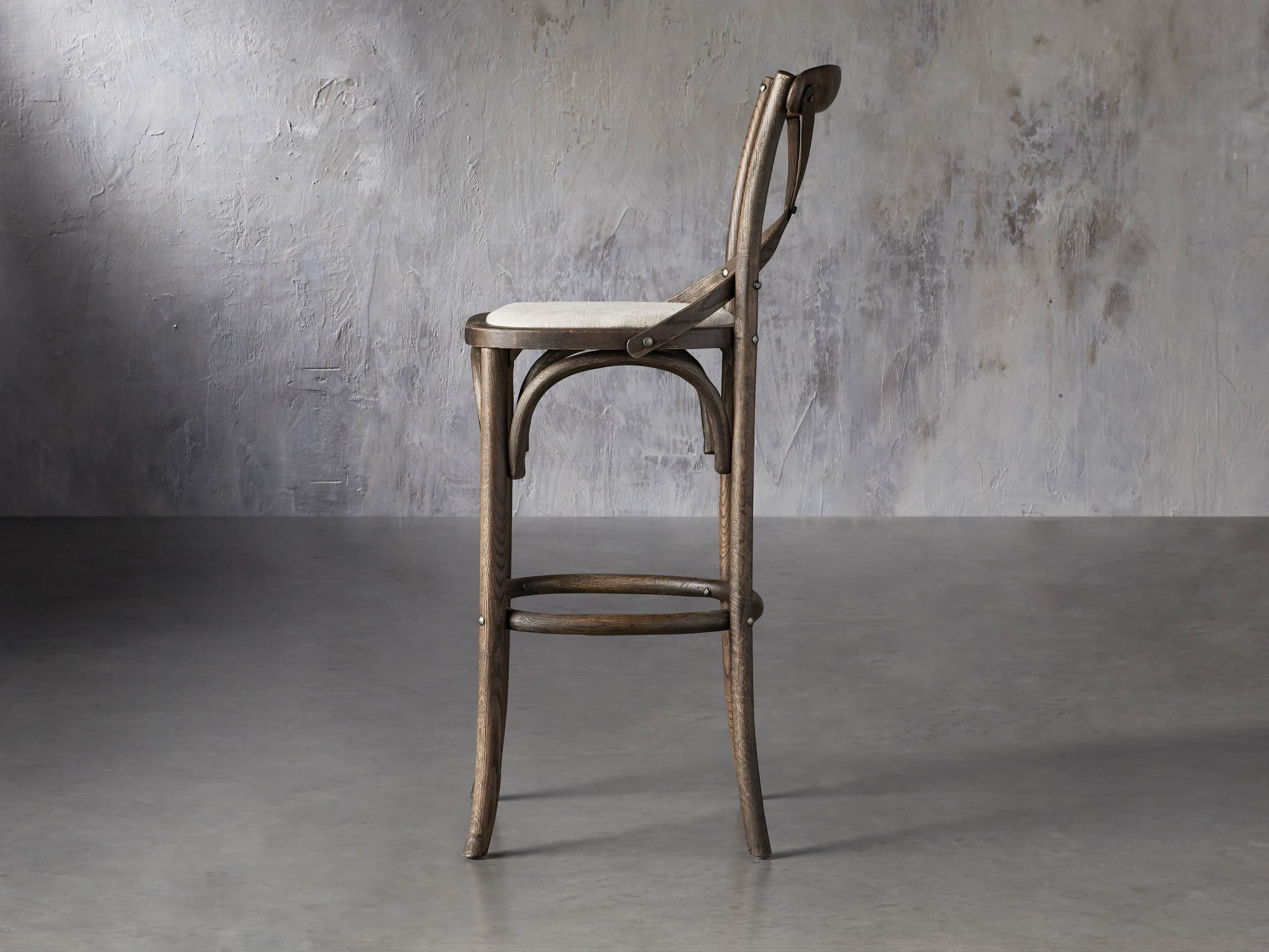 Cadence 20" Barstool with Linen Seat in Dark Brown, slide 3 of 6