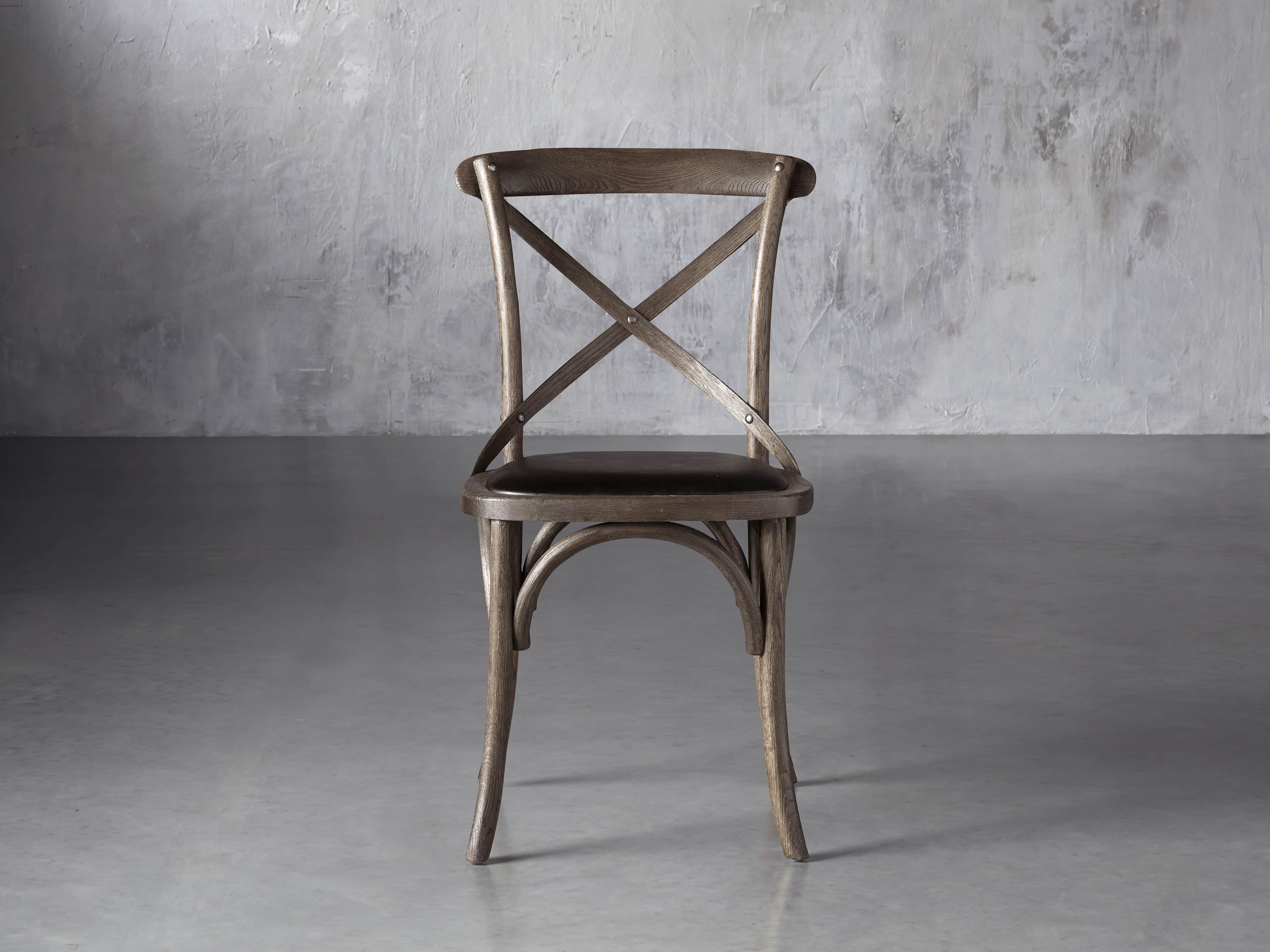 Cadence Dining Side Chair with Faux Black Leather Seat in Dark Brown, slide 1 of 8