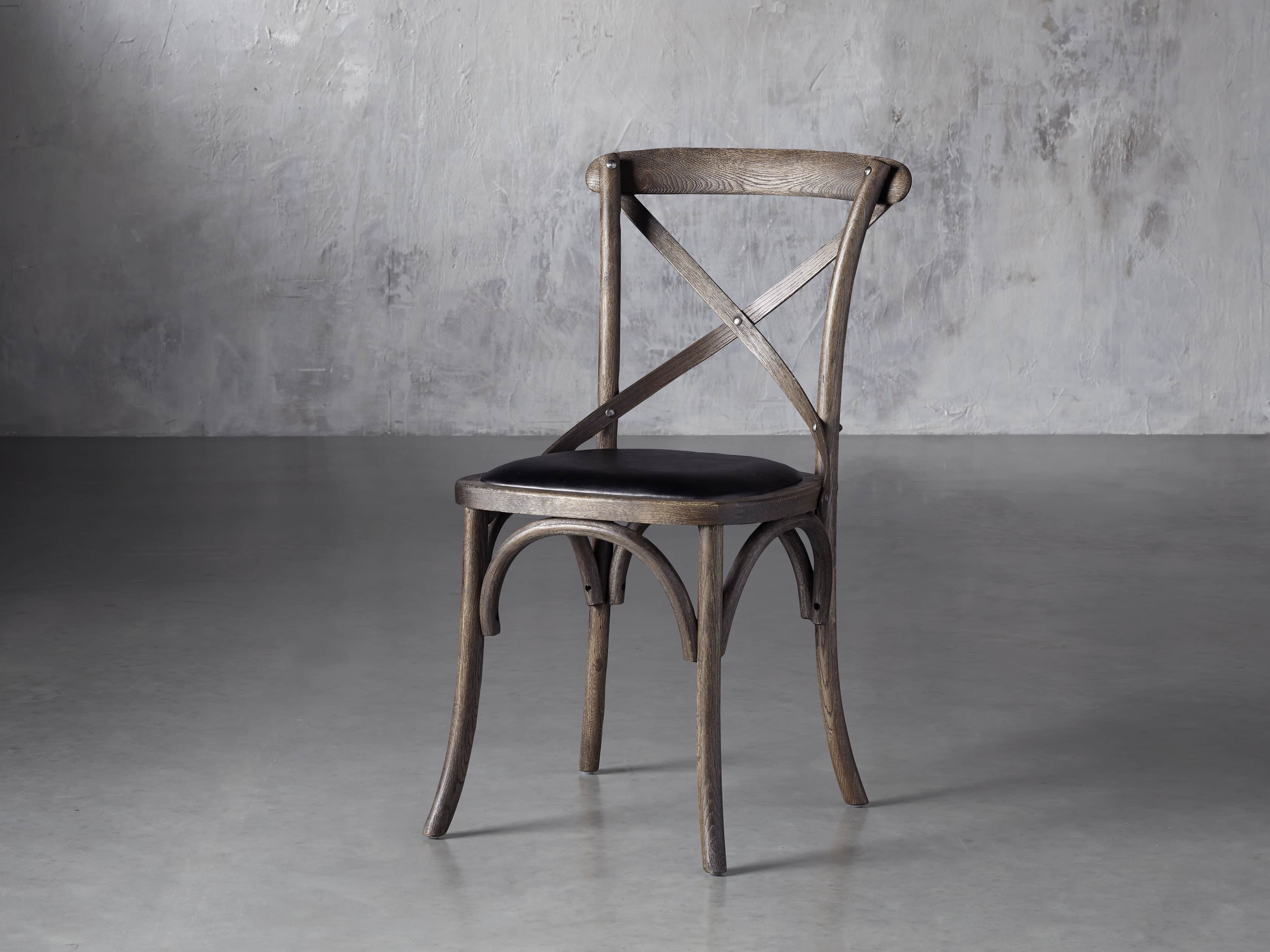 Cadence Dining Side Chair with Faux Black Leather Seat in Dark Brown, slide 2 of 8