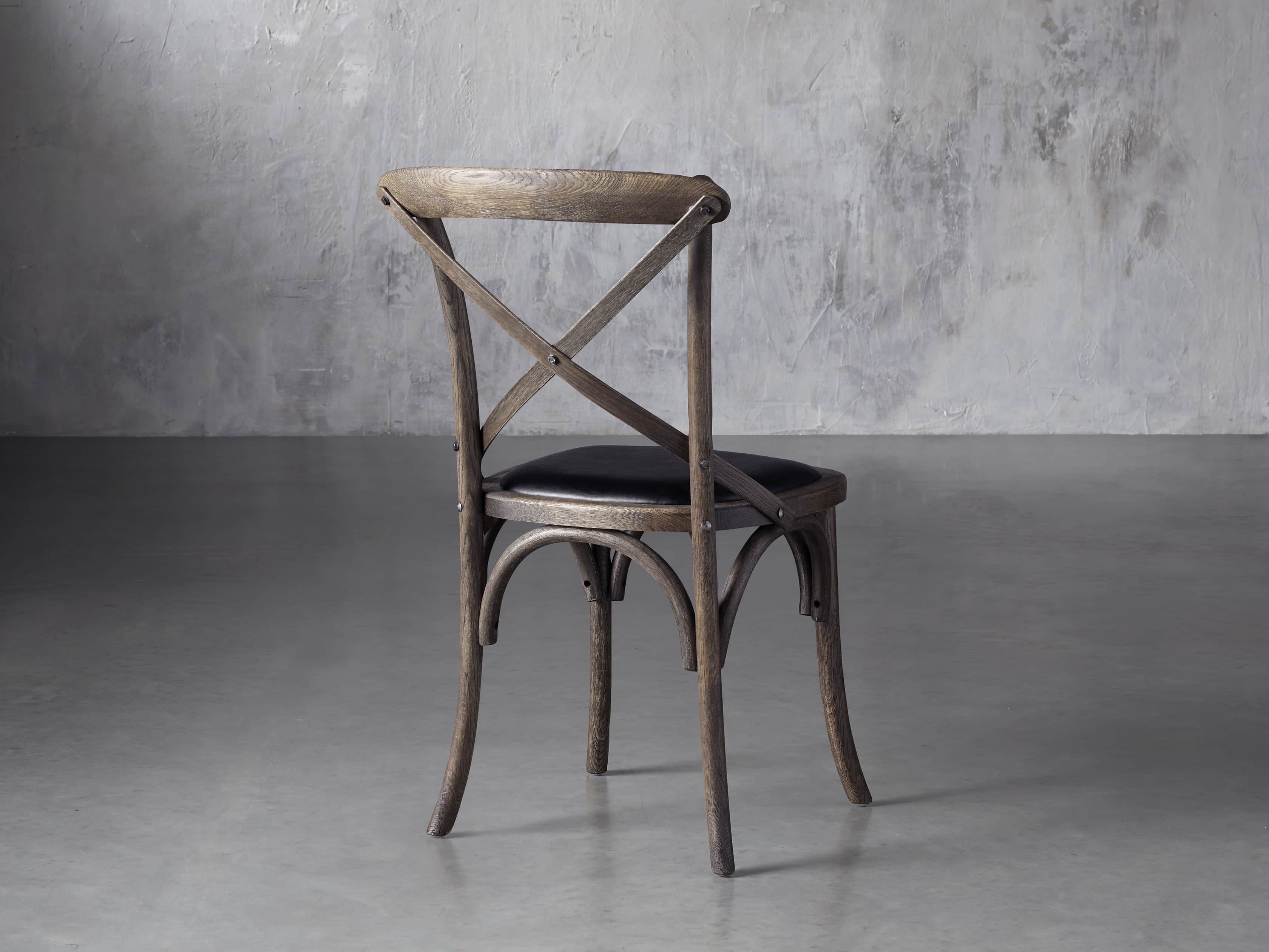 Cadence Dining Side Chair with Faux Black Leather Seat in Dark Brown, slide 4 of 8