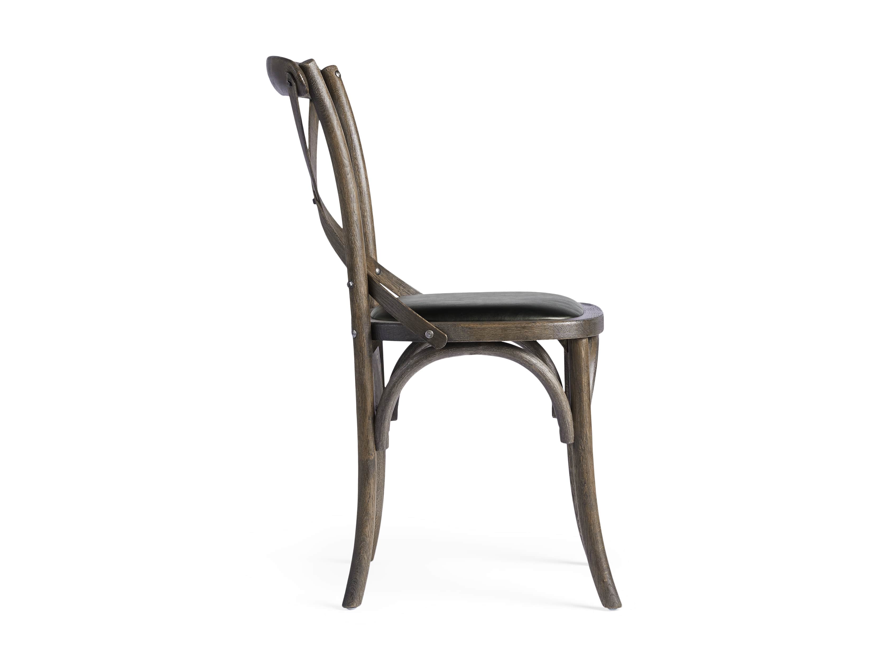 Cadence Dining Side Chair with Faux Black Leather Seat in Dark Brown, slide 8 of 8
