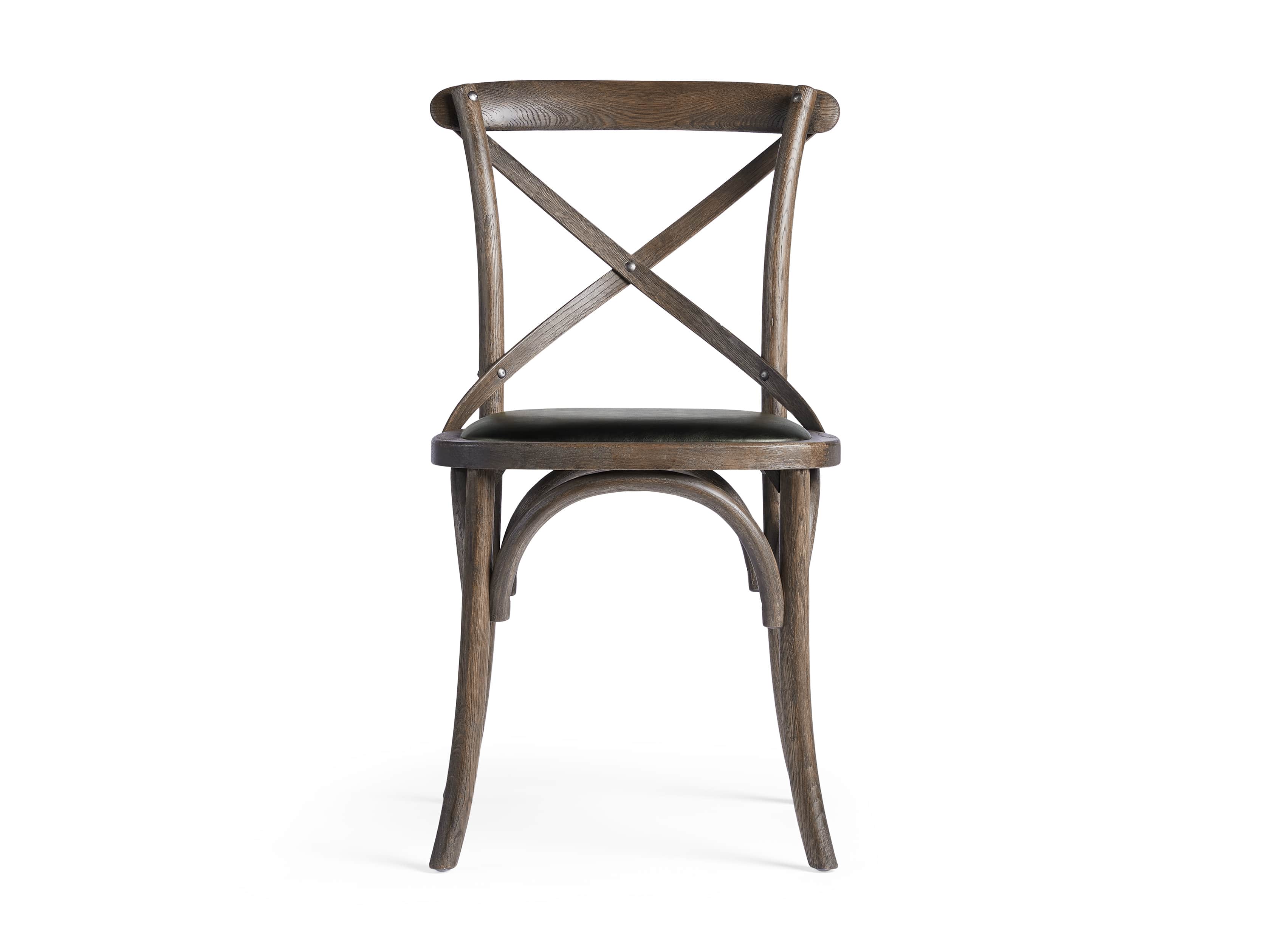 Cadence Dining Side Chair with Faux Black Leather Seat in Dark Brown, slide 7 of 8
