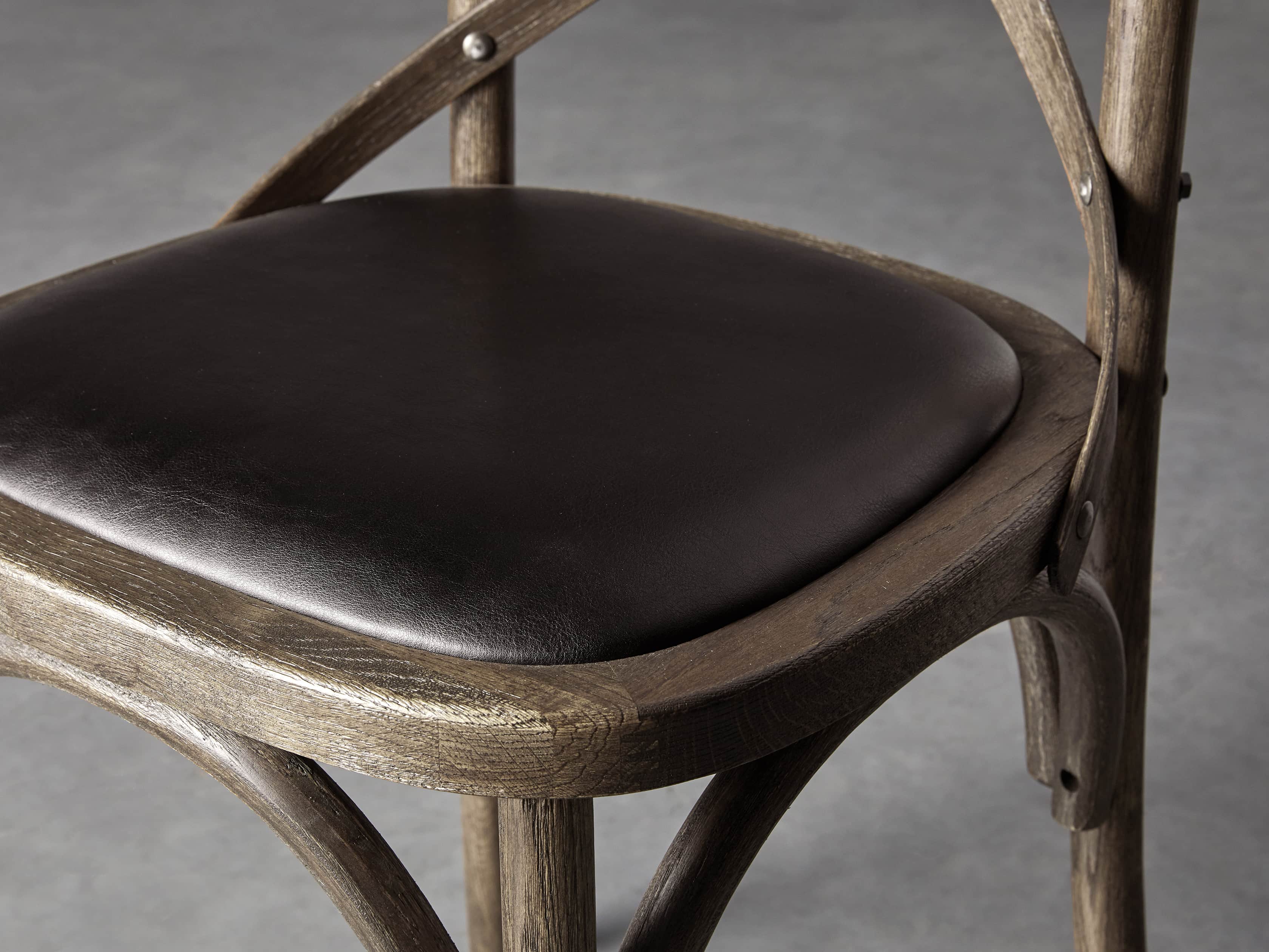 Cadence Counter Stool with Faux Black Leather Seat in Dark Brown, slide 5 of 8