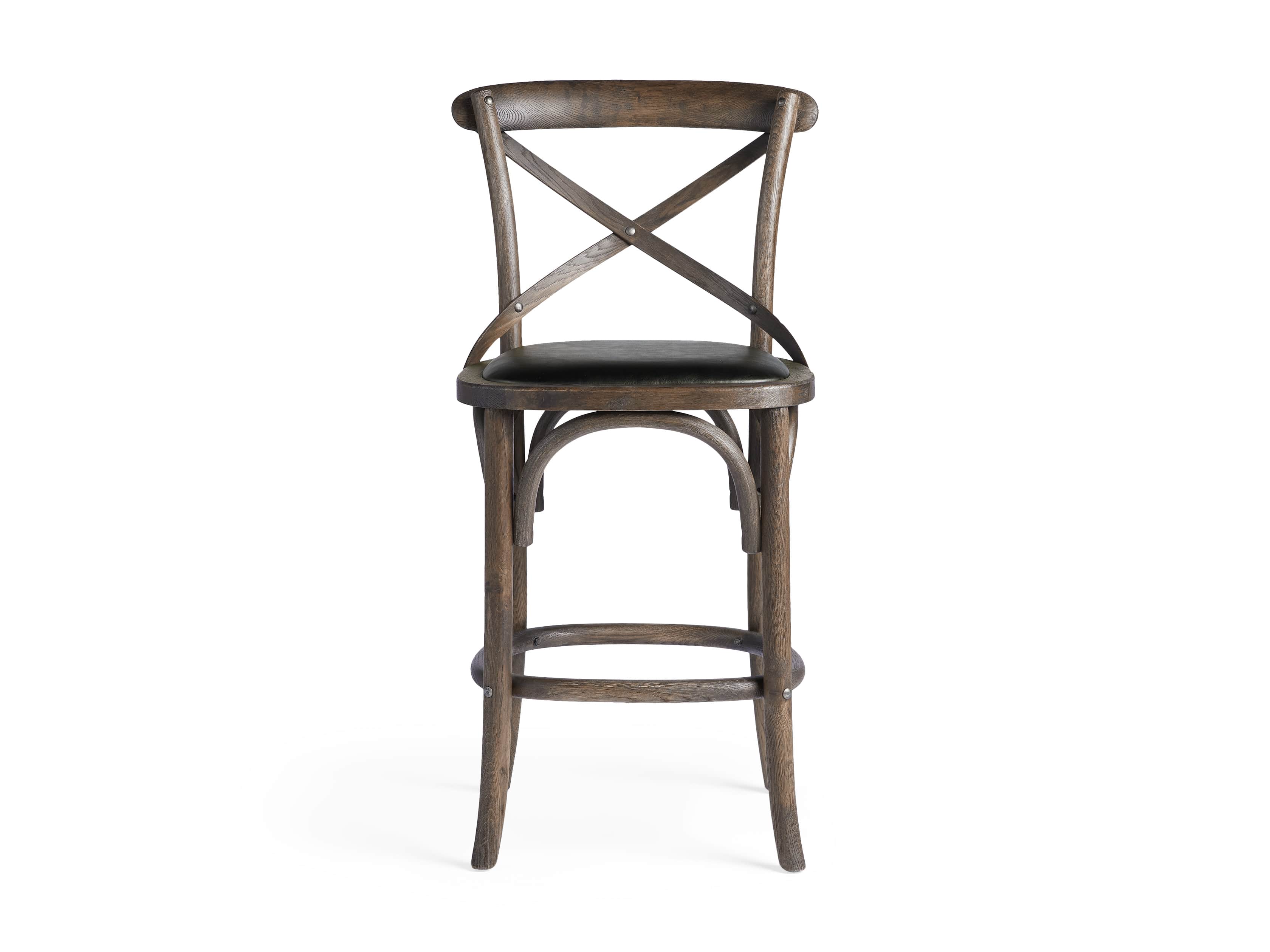 Cadence Counter Stool with Faux Black Leather Seat in Dark Brown, slide 7 of 8