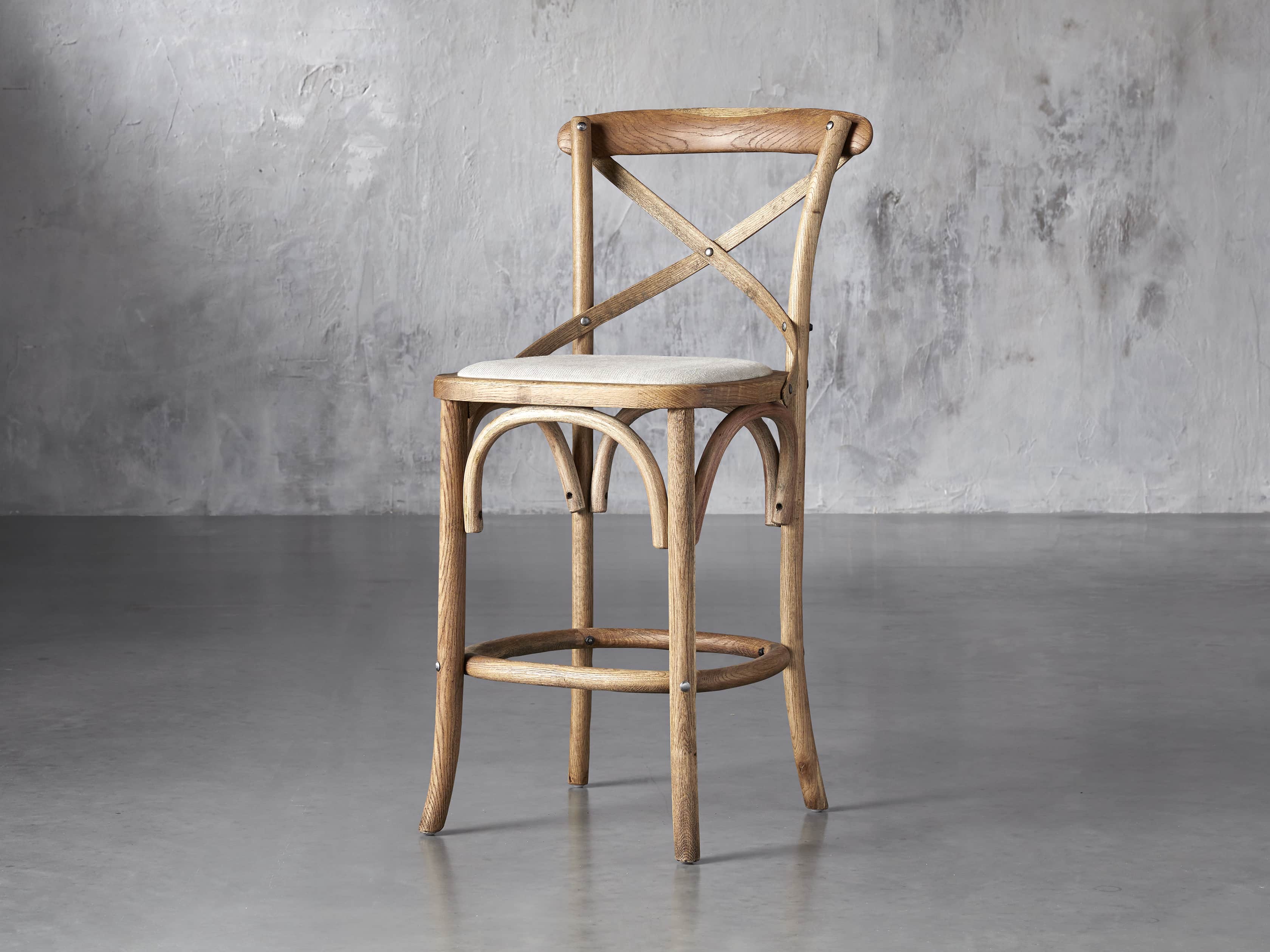 Cadence 20" Counter Stool with Linen Seat in Natural Weathered, slide 2 of 8