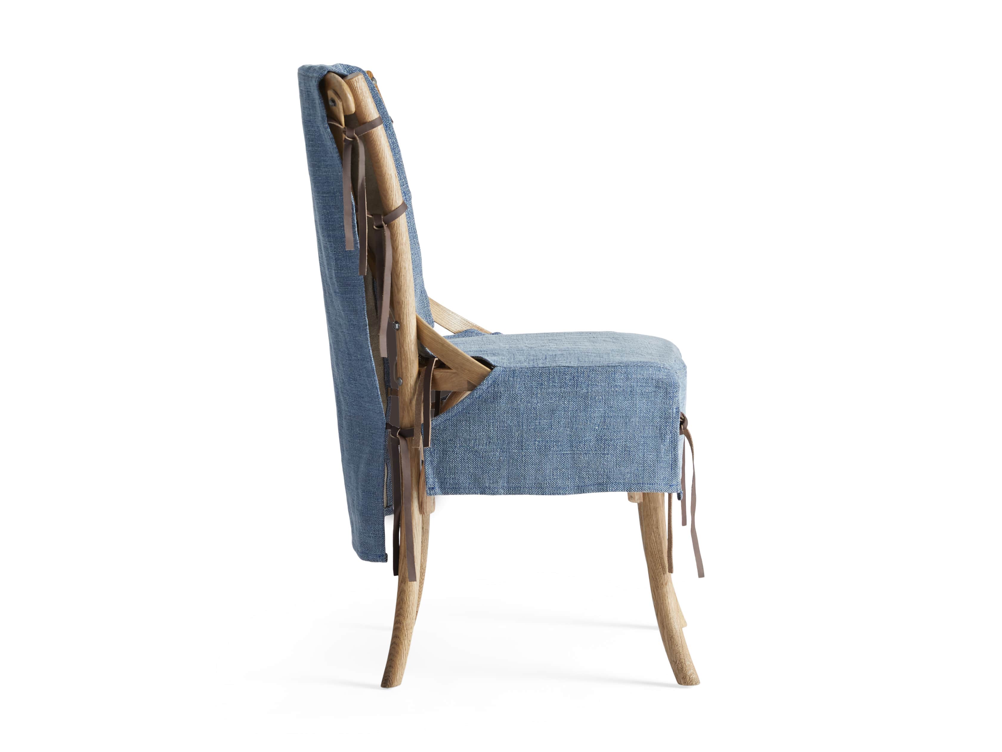 Cadence Dining Chair Slipcover in Indigo Linen, slide 8 of 9