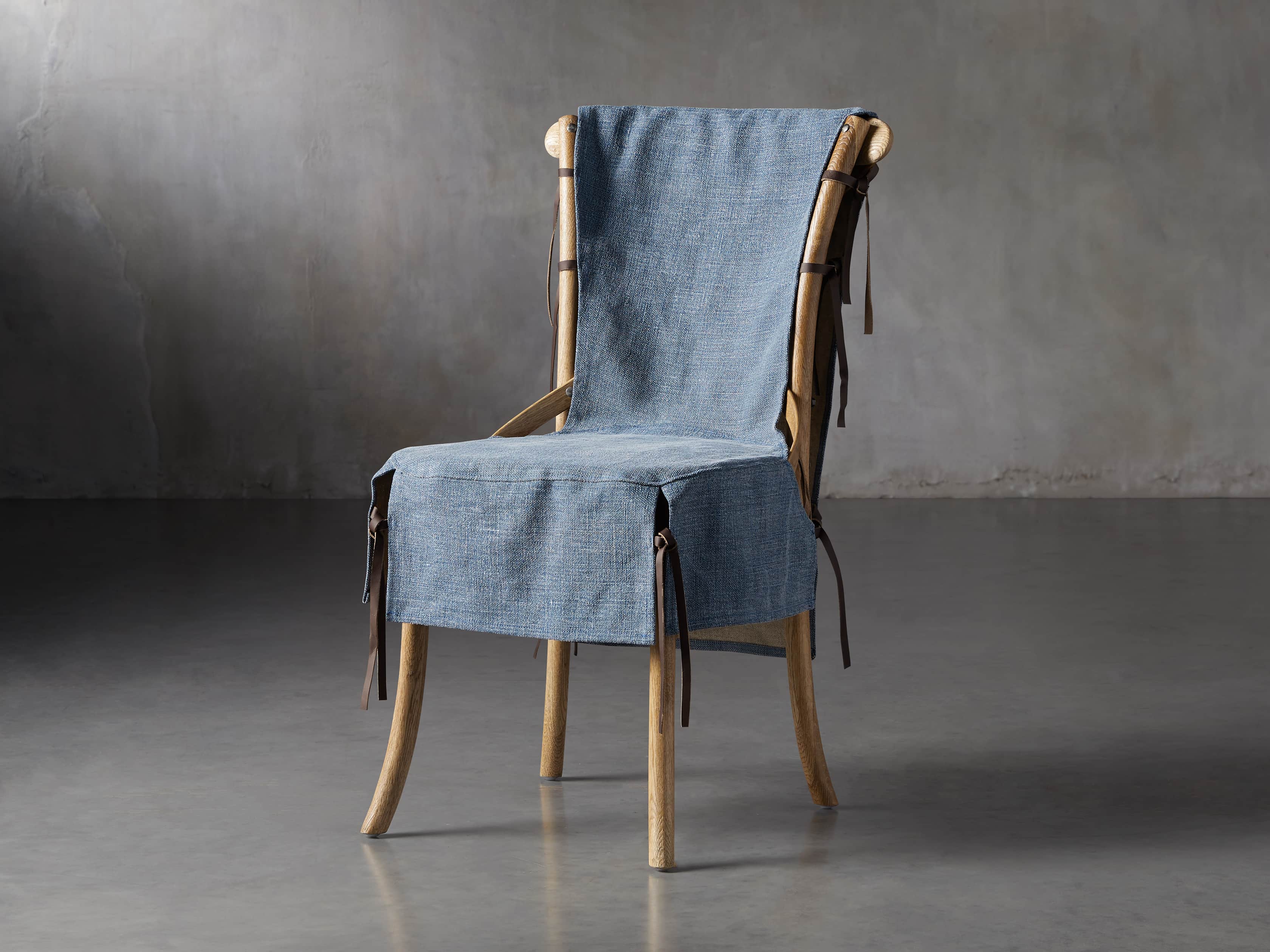 Cadence Dining Chair Slipcover in Indigo Linen, slide 2 of 9