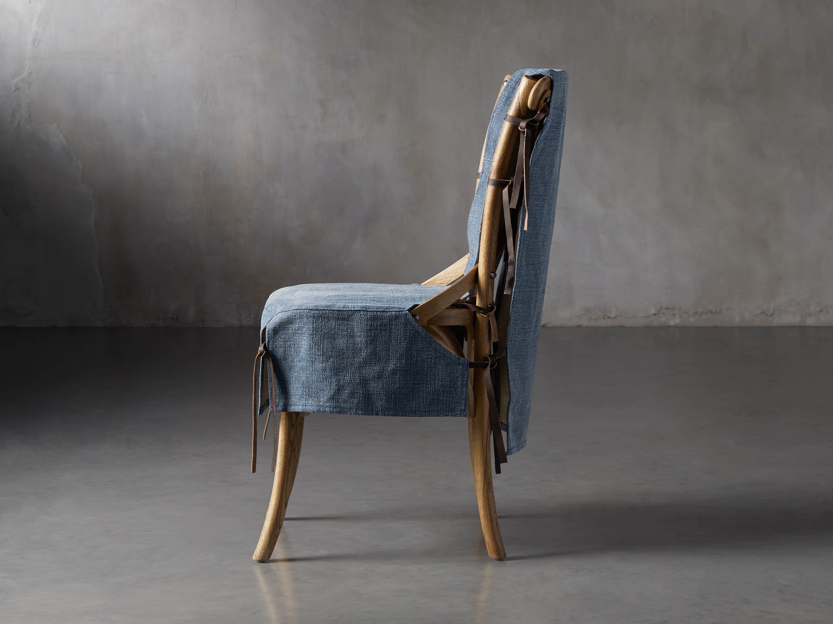 Cadence Dining Chair Slipcover in Indigo Linen, slide 3 of 9