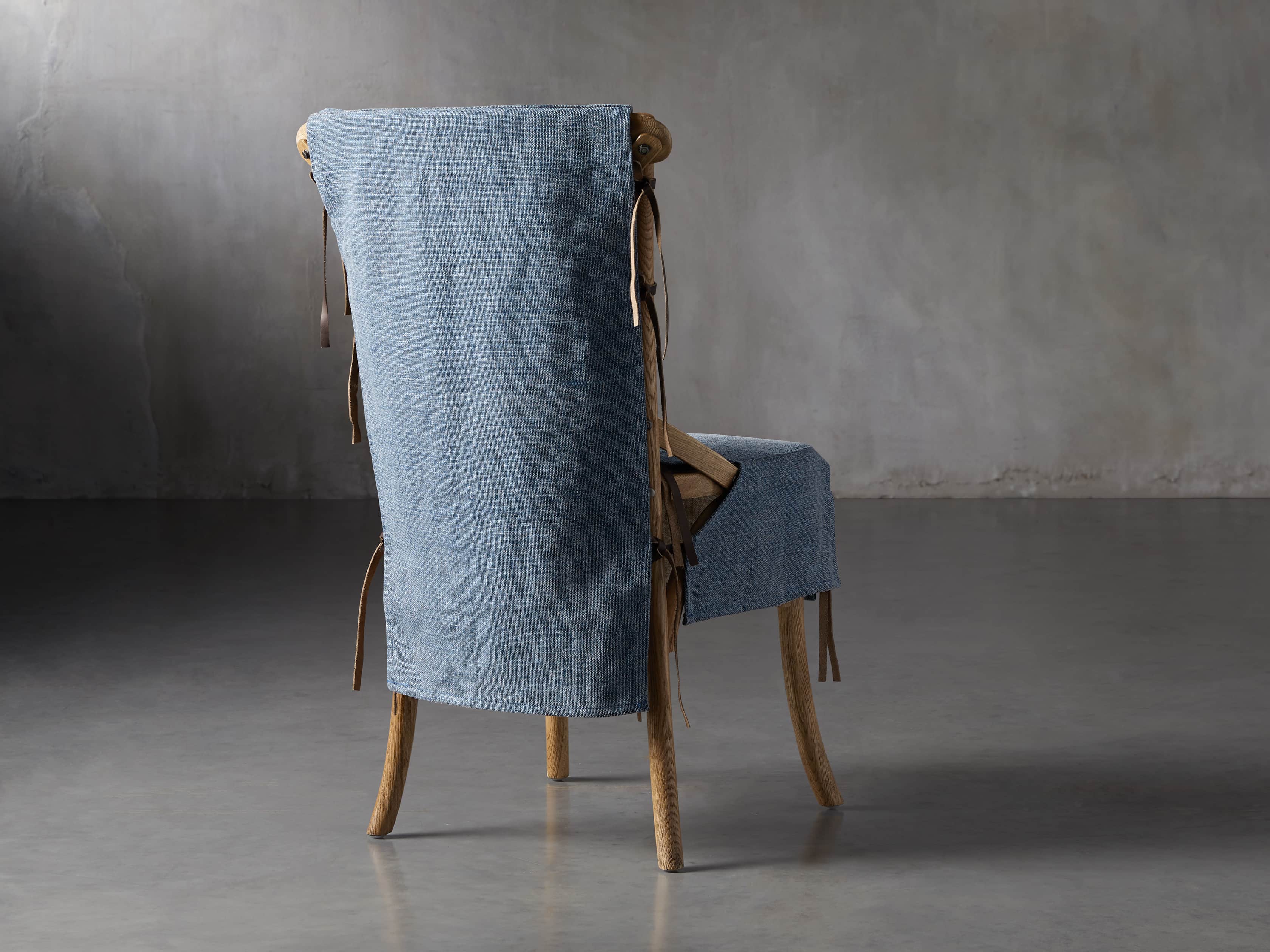 Cadence Dining Chair Slipcover in Indigo Linen, slide 4 of 9