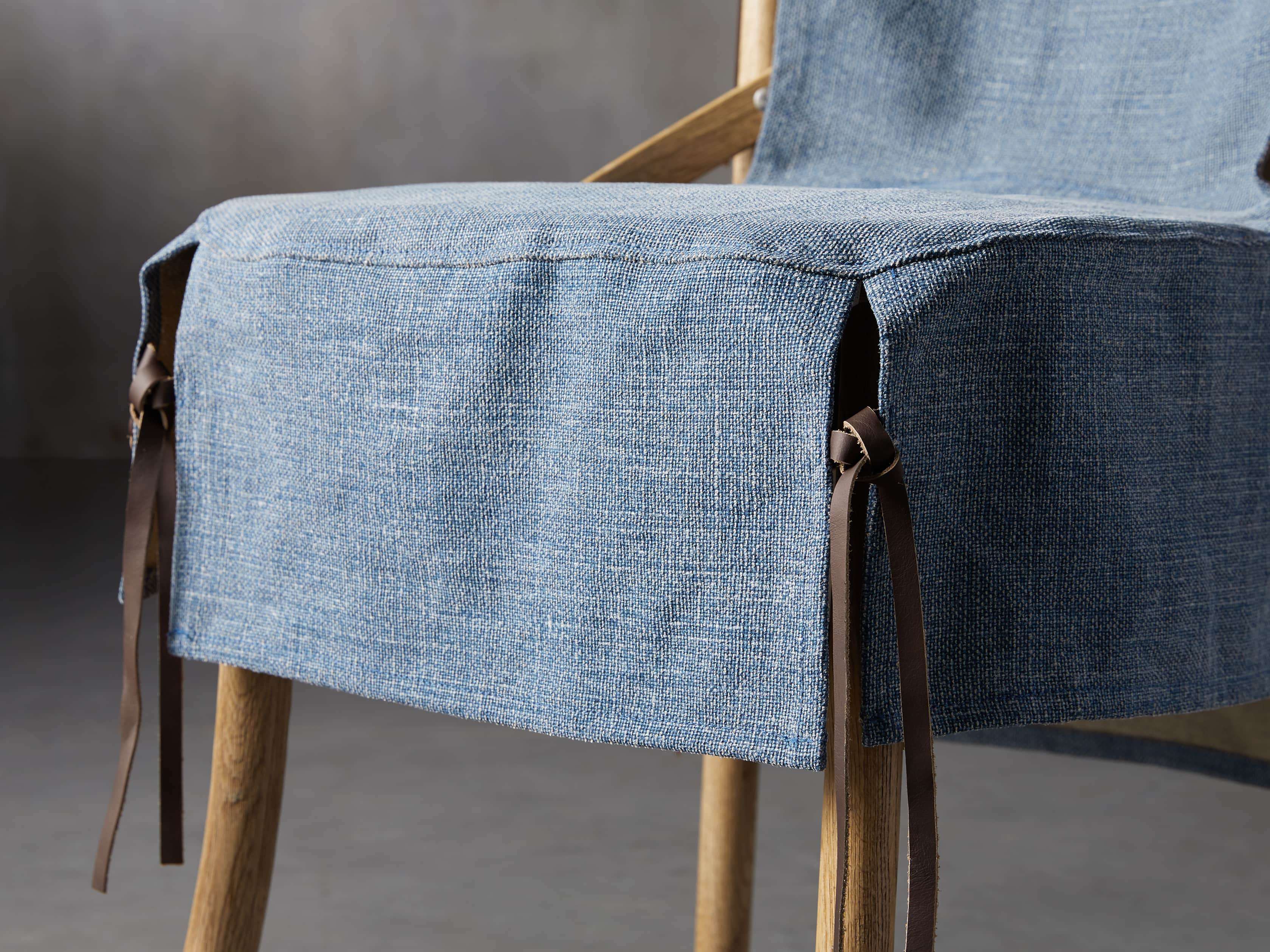 Cadence Dining Chair Slipcover in Indigo Linen, slide 6 of 9