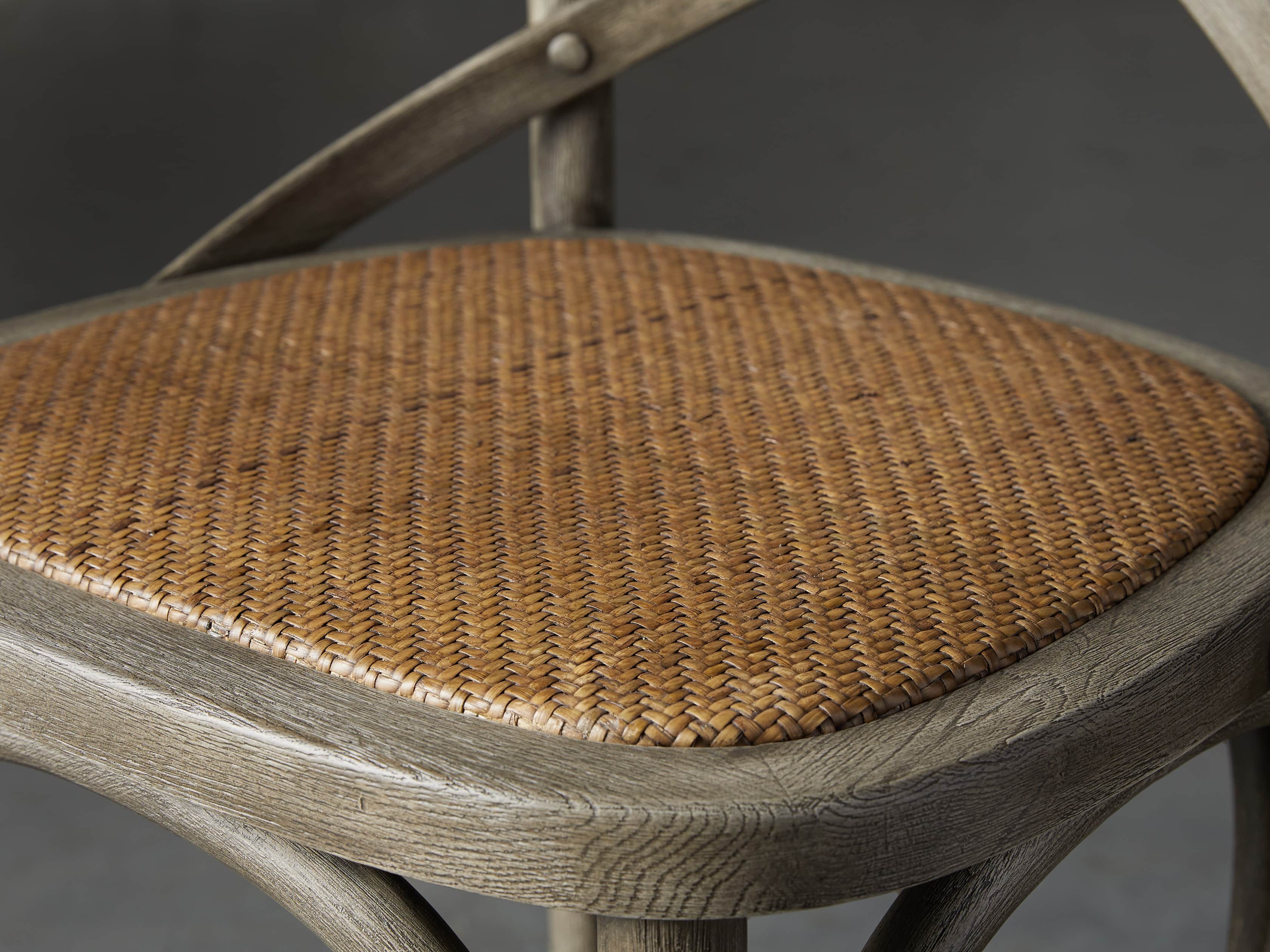 Cadence Stool with Rattan Seat in Stone Vintage