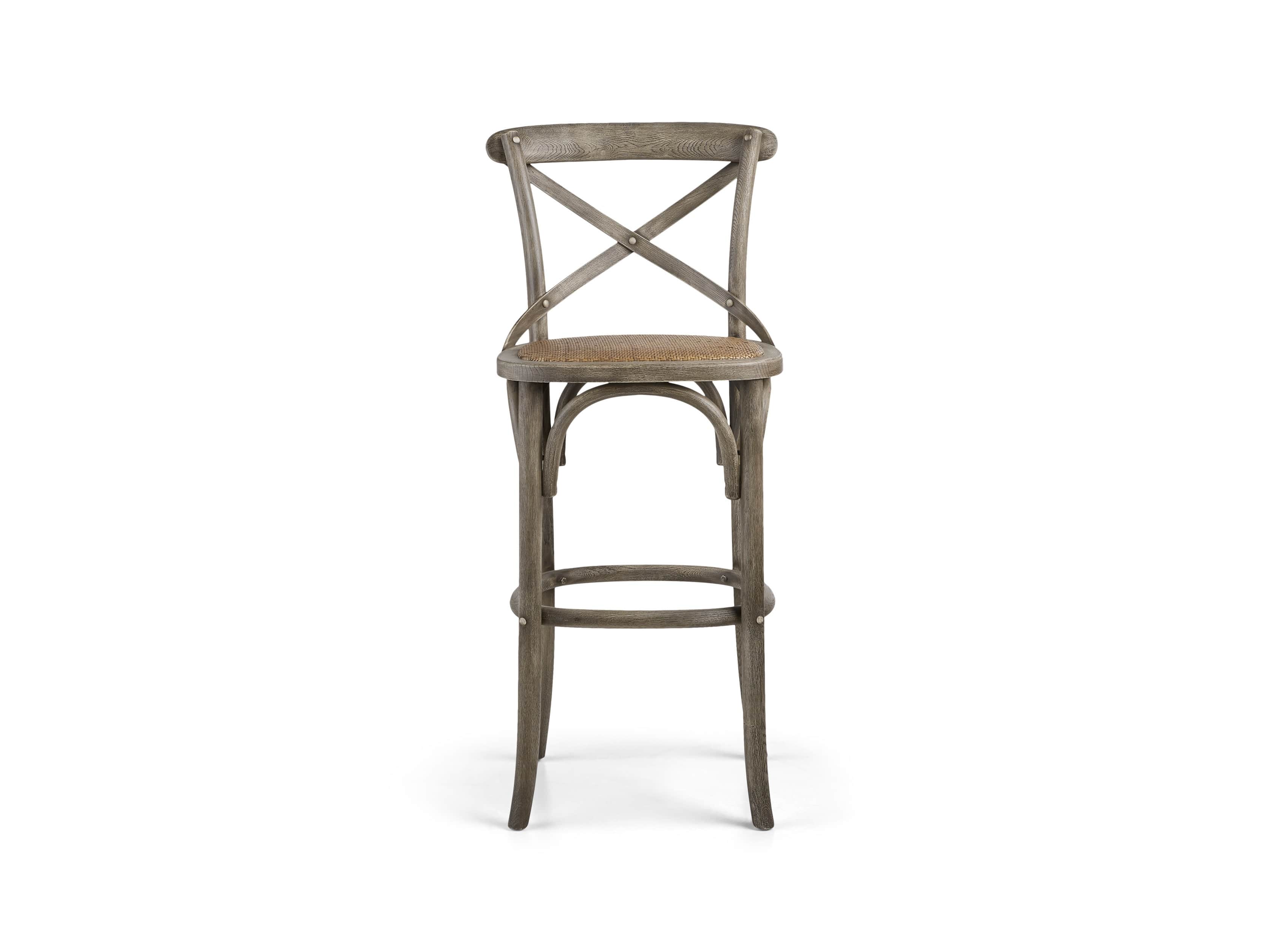 Cadence Stool with Rattan Seat in Stone Vintage