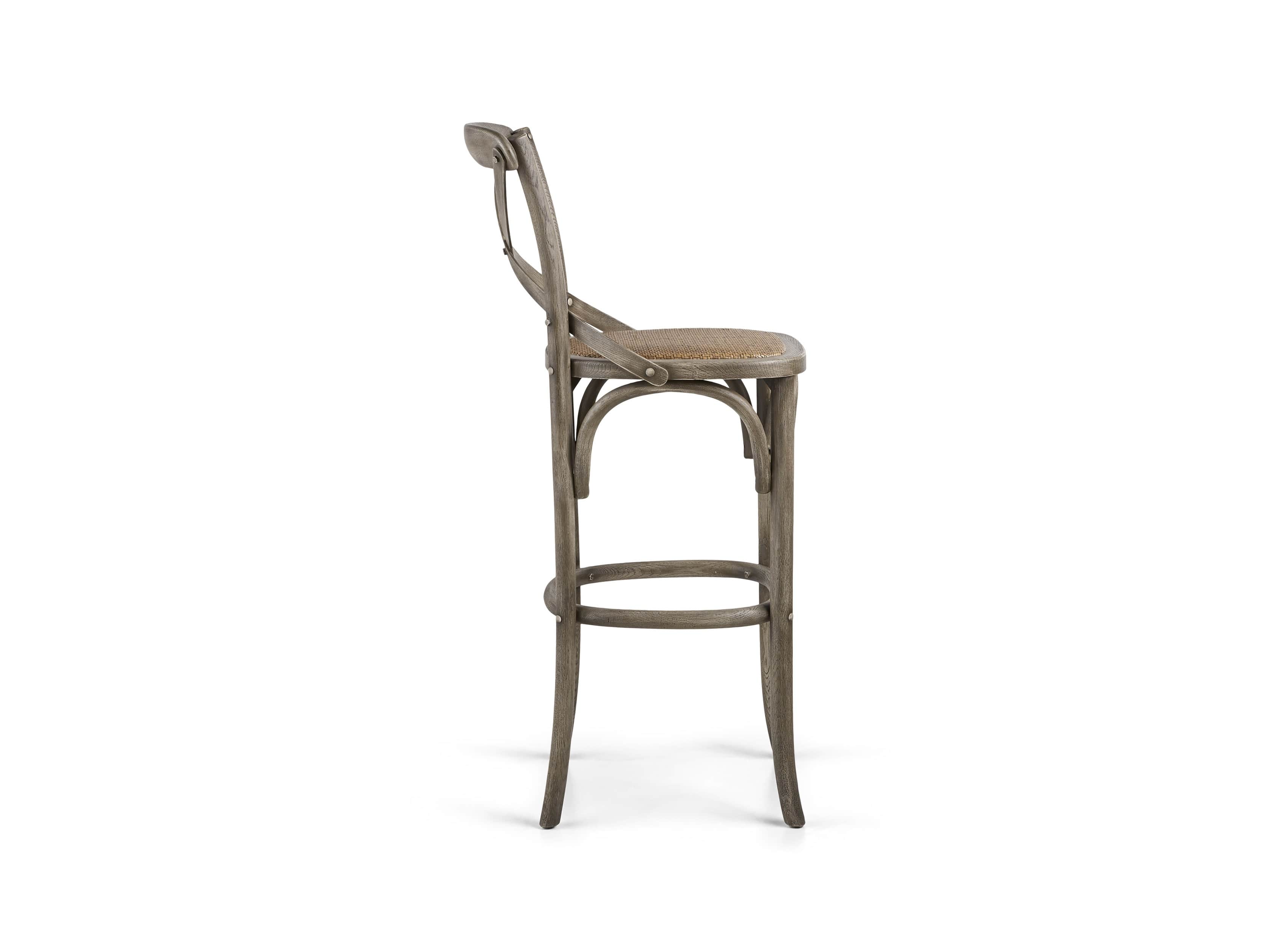 Cadence Stool with Rattan Seat in Stone Vintage