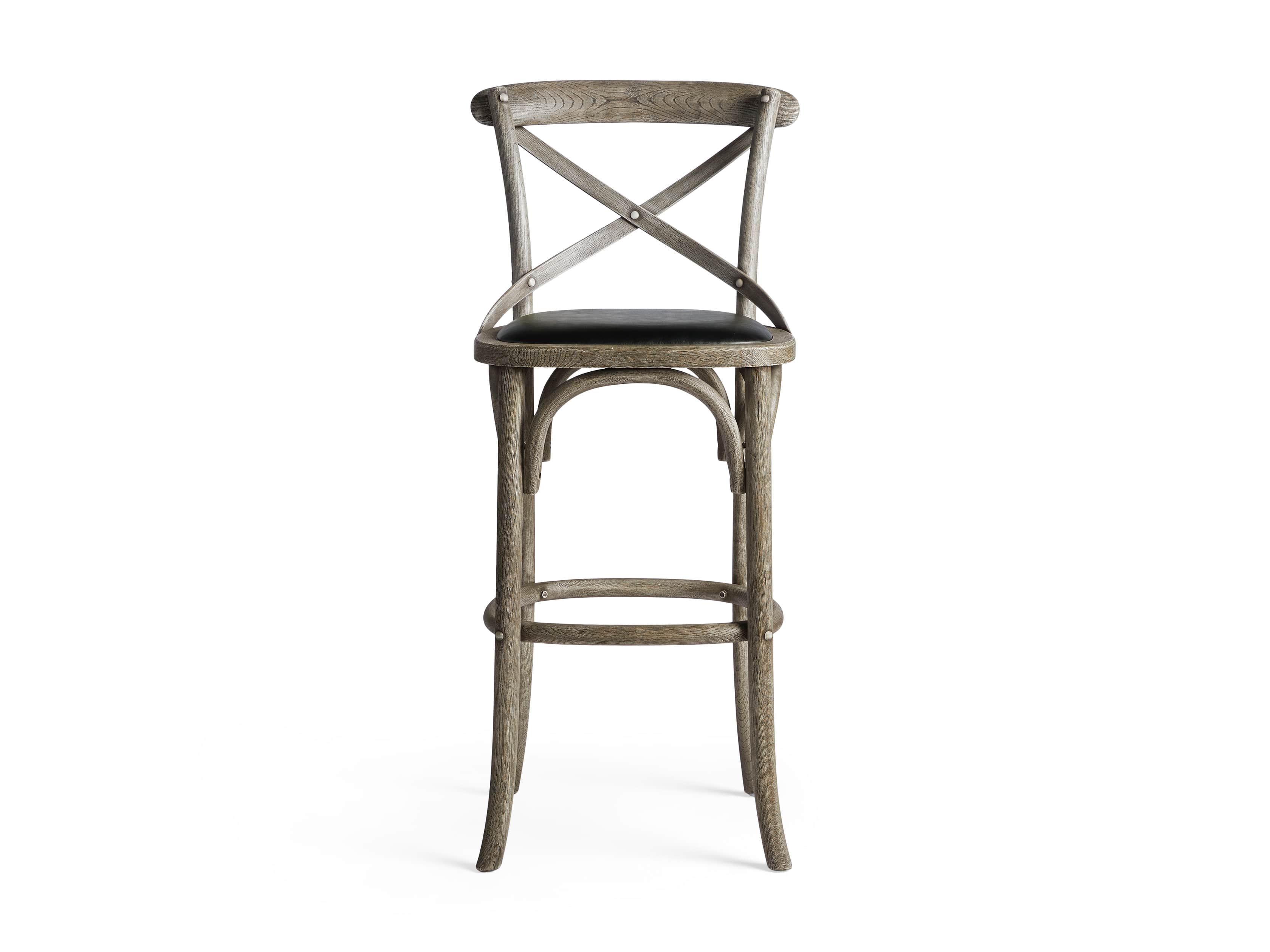 Cadence 20" Barstool with Faux Black Leather Seat in Stone Vintage, slide 5 of 6