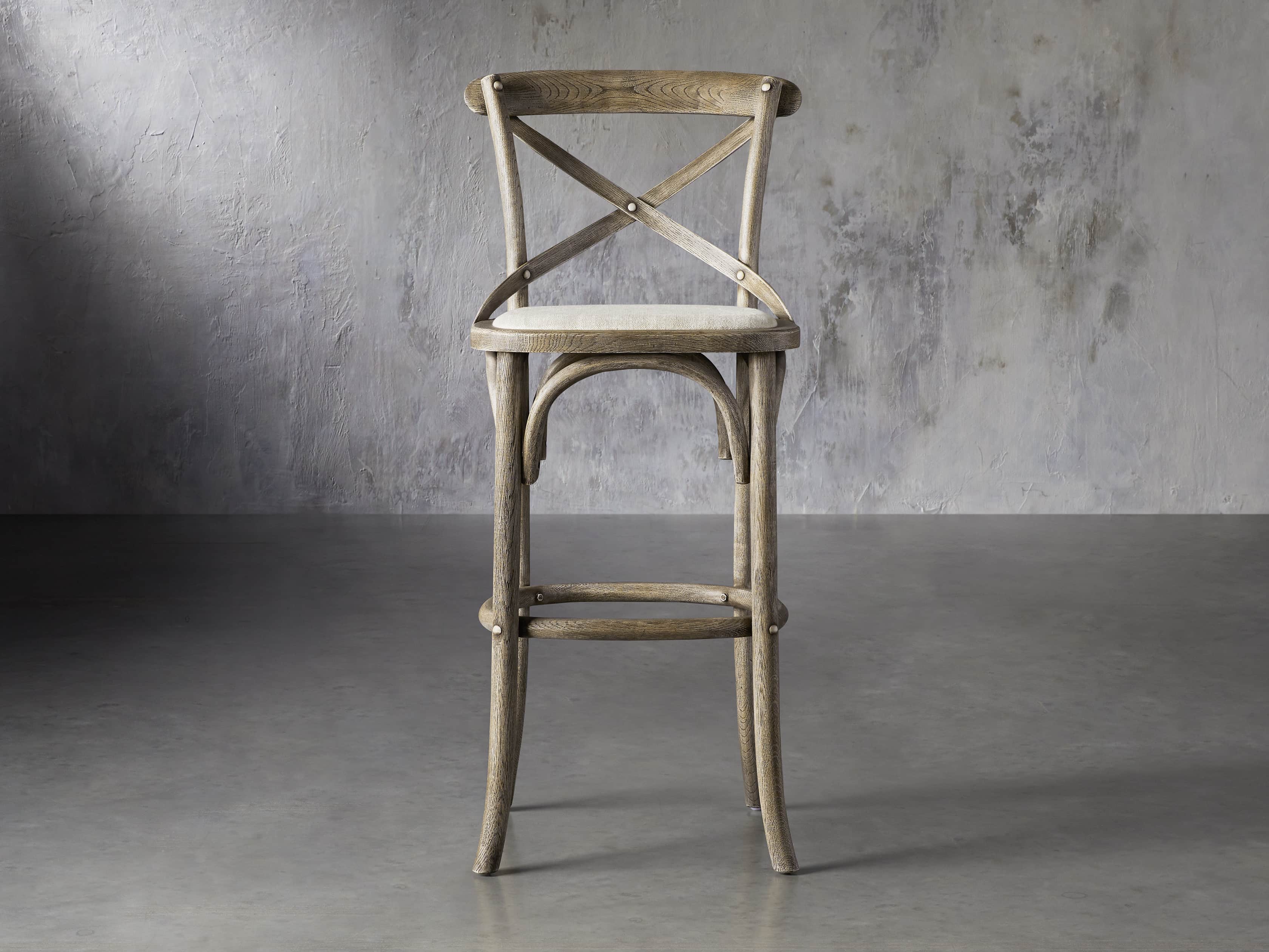 Cadence Barstool with Linen Seat in Stone Vintage, slide 1 of 6