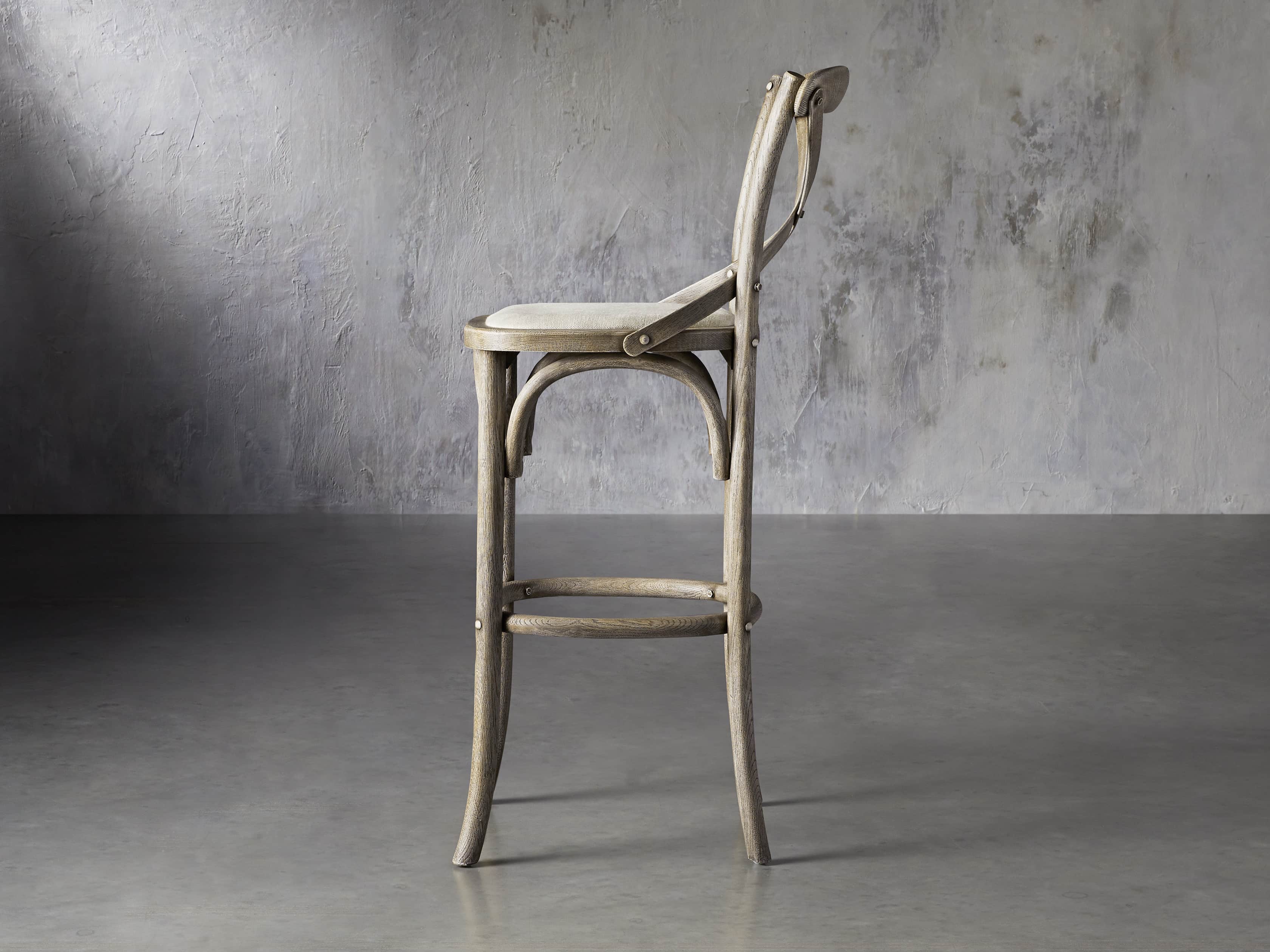 Cadence Barstool with Linen Seat in Stone Vintage, slide 3 of 6
