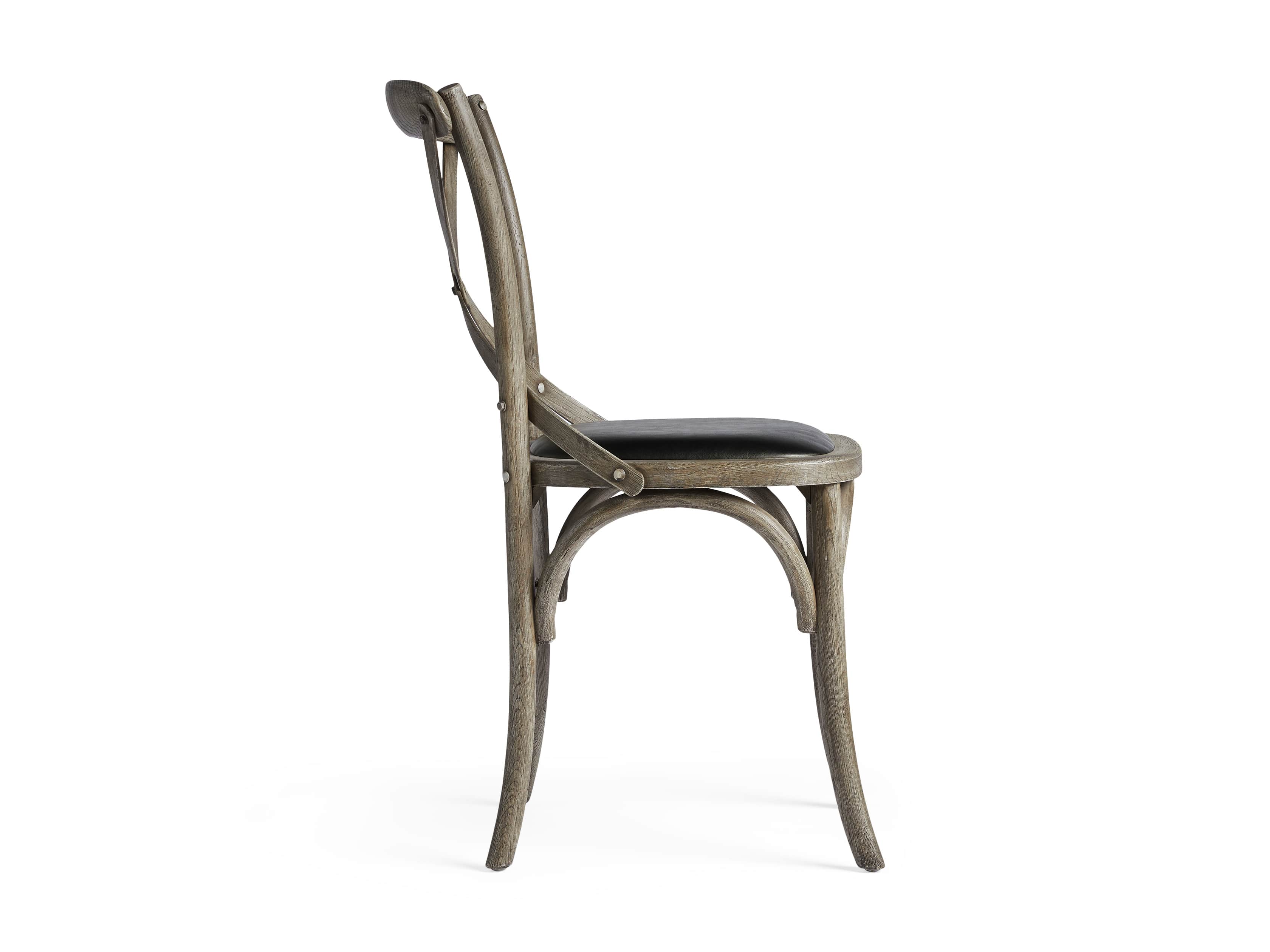Cadence 20" Dining Side Chair with Faux Black Leather Seat in Stone Vintage, slide 8 of 8