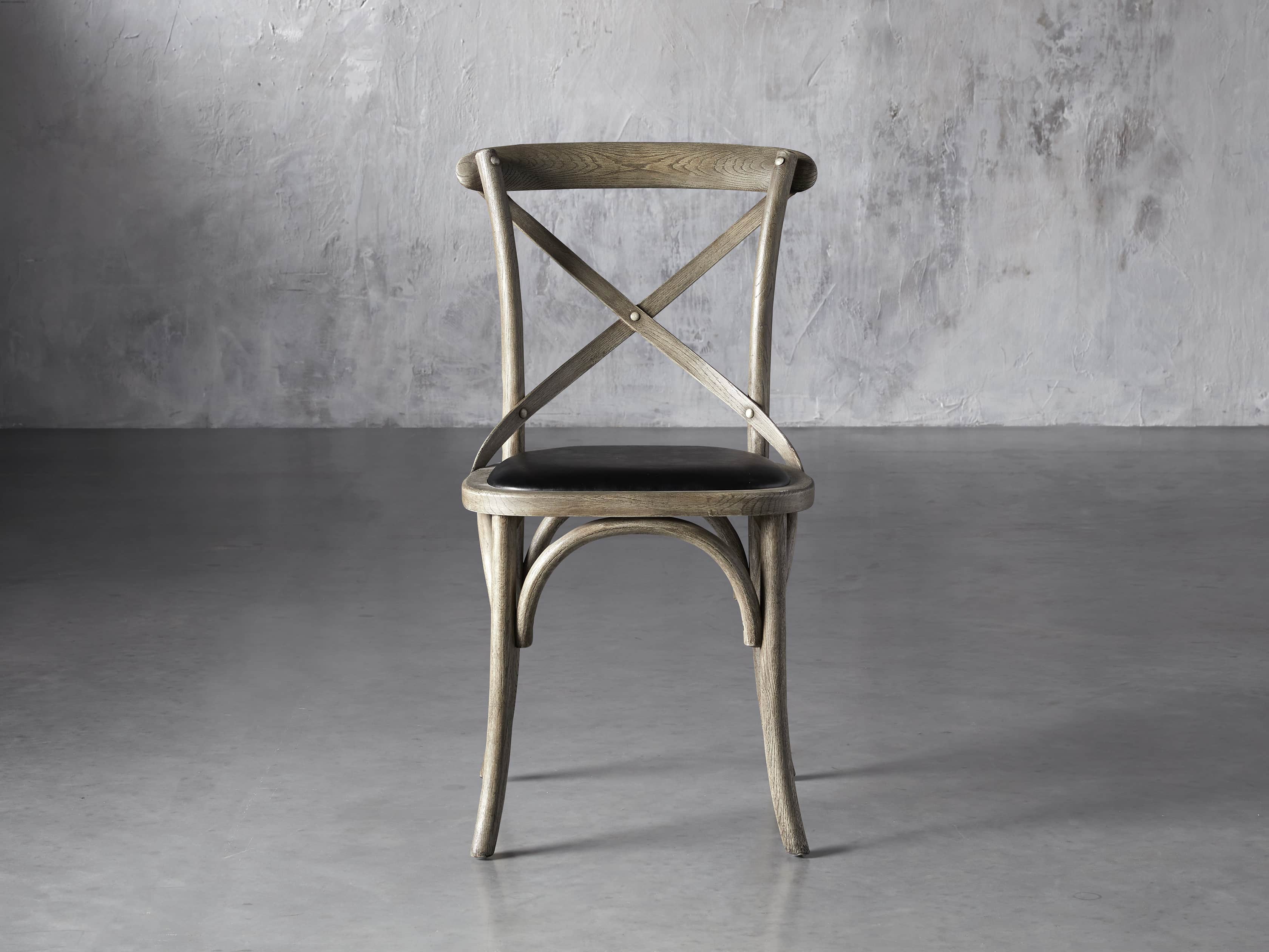 Cadence 20" Dining Side Chair with Faux Black Leather Seat in Stone Vintage, slide 1 of 8