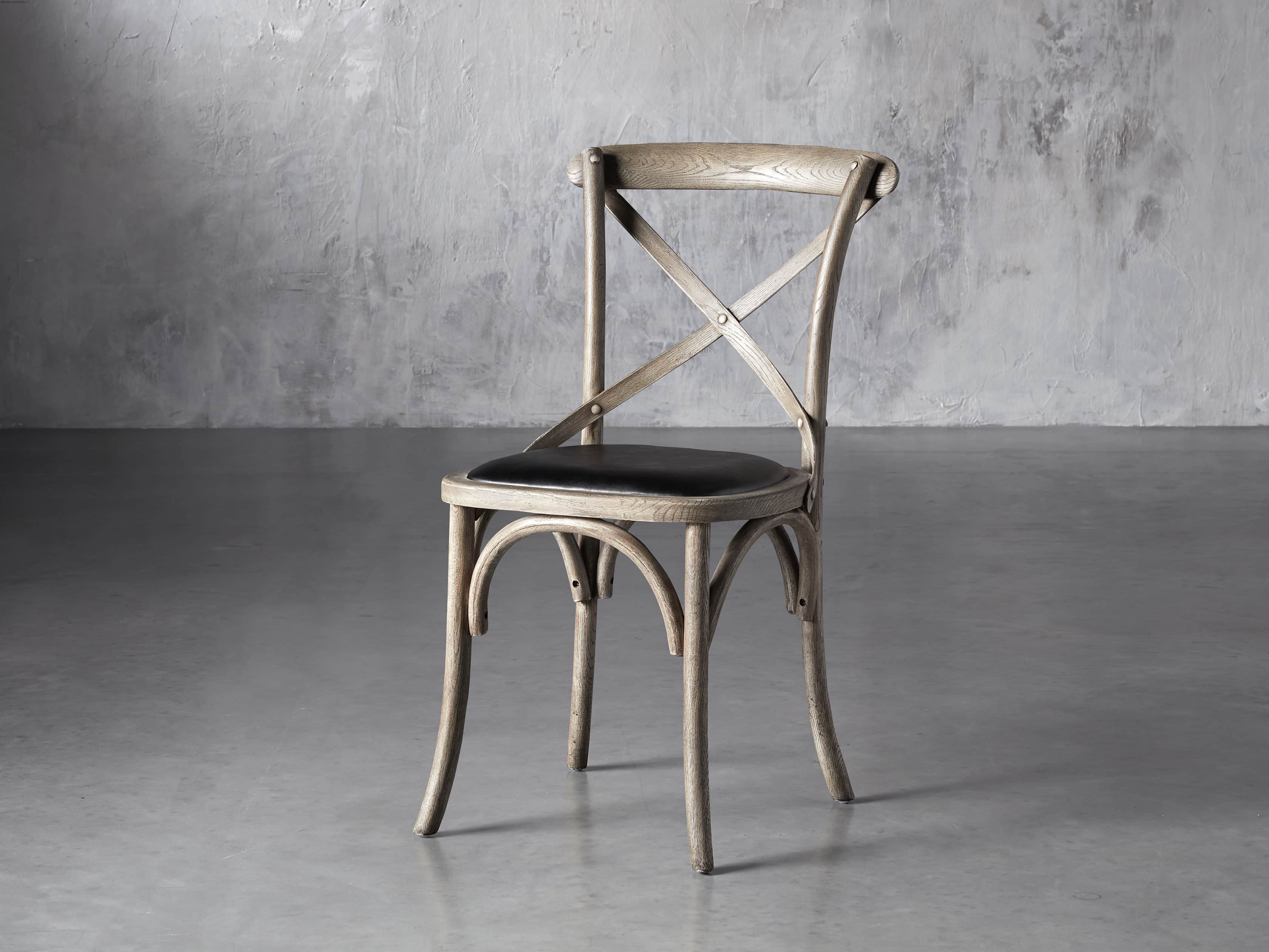 Cadence 20" Dining Side Chair with Faux Black Leather Seat in Stone Vintage, slide 2 of 8