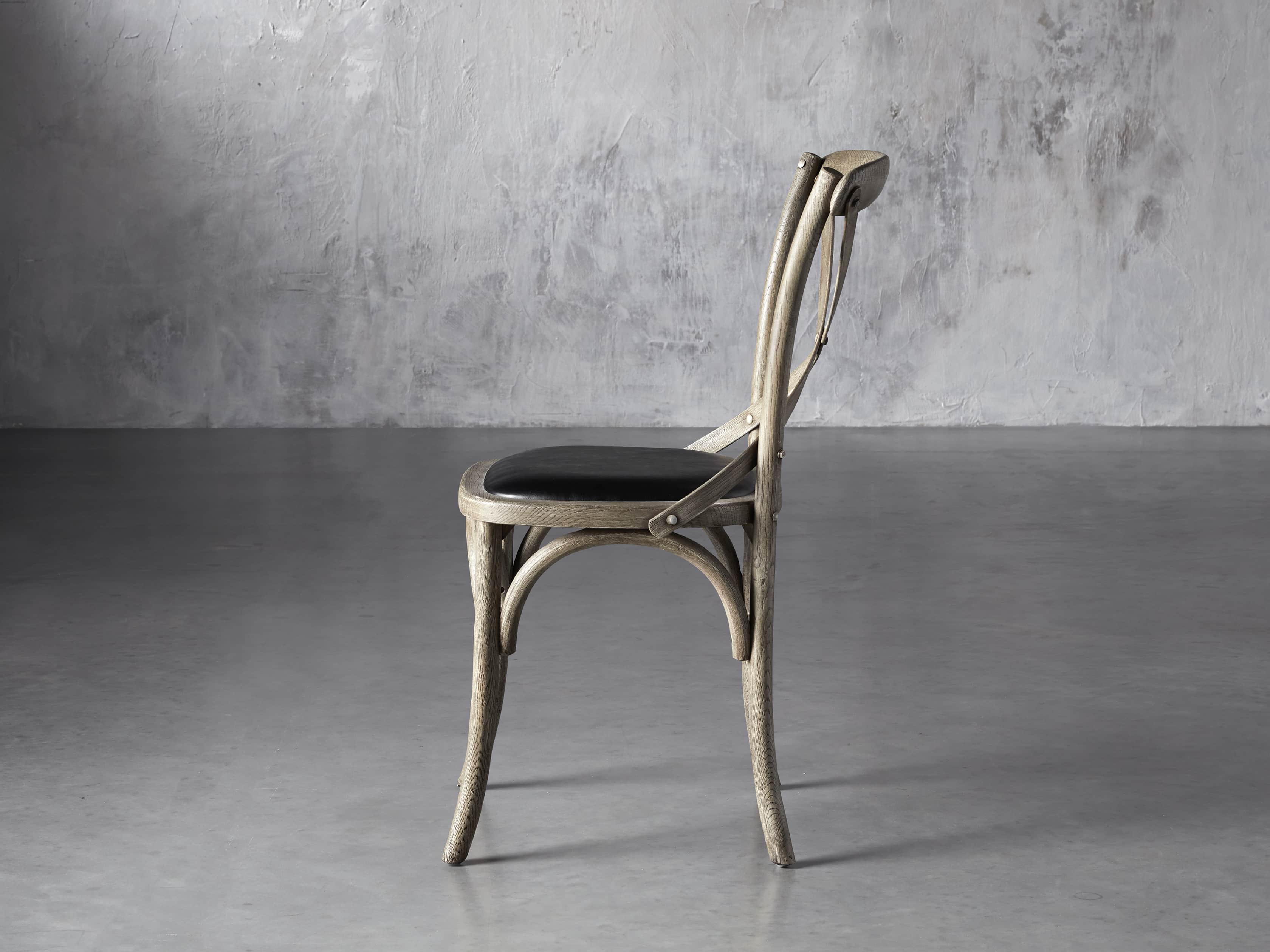 Cadence 20" Dining Side Chair with Faux Black Leather Seat in Stone Vintage, slide 4 of 8